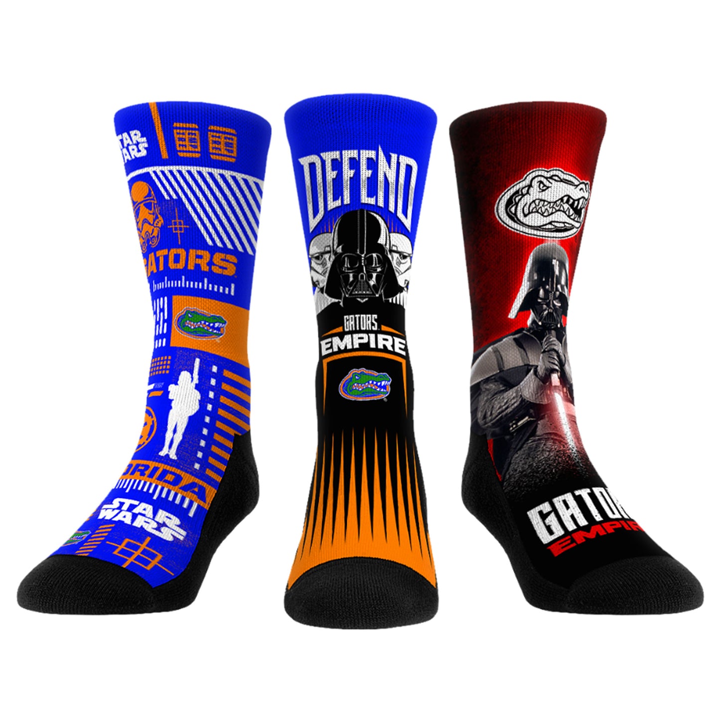 Unisex Rock Em Socks Darth Vader & Stormtrooper Florida Gators Star Wars Three-Pack Crew Socks Set