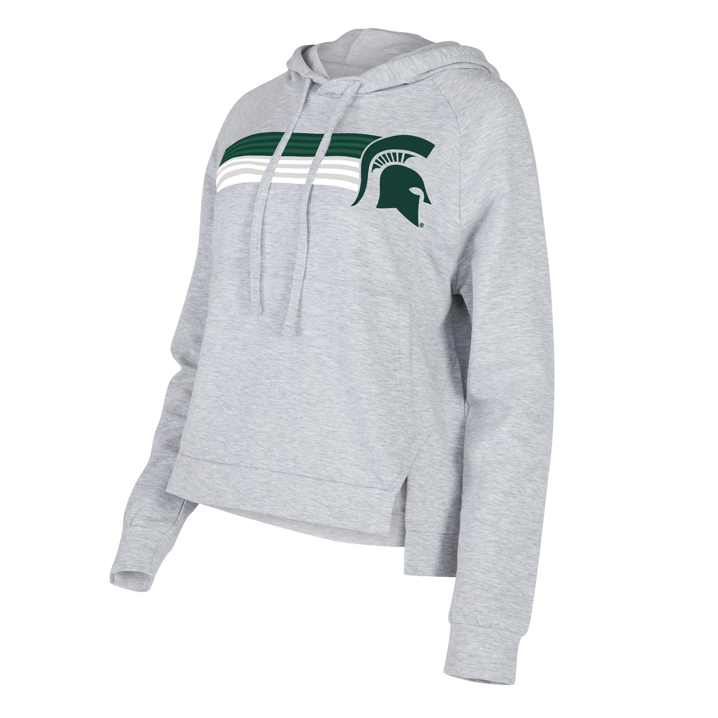 Women's Concepts Sport Gray Michigan State Spartans Cedar Tri-Blend Raglan Pullover Hoodie