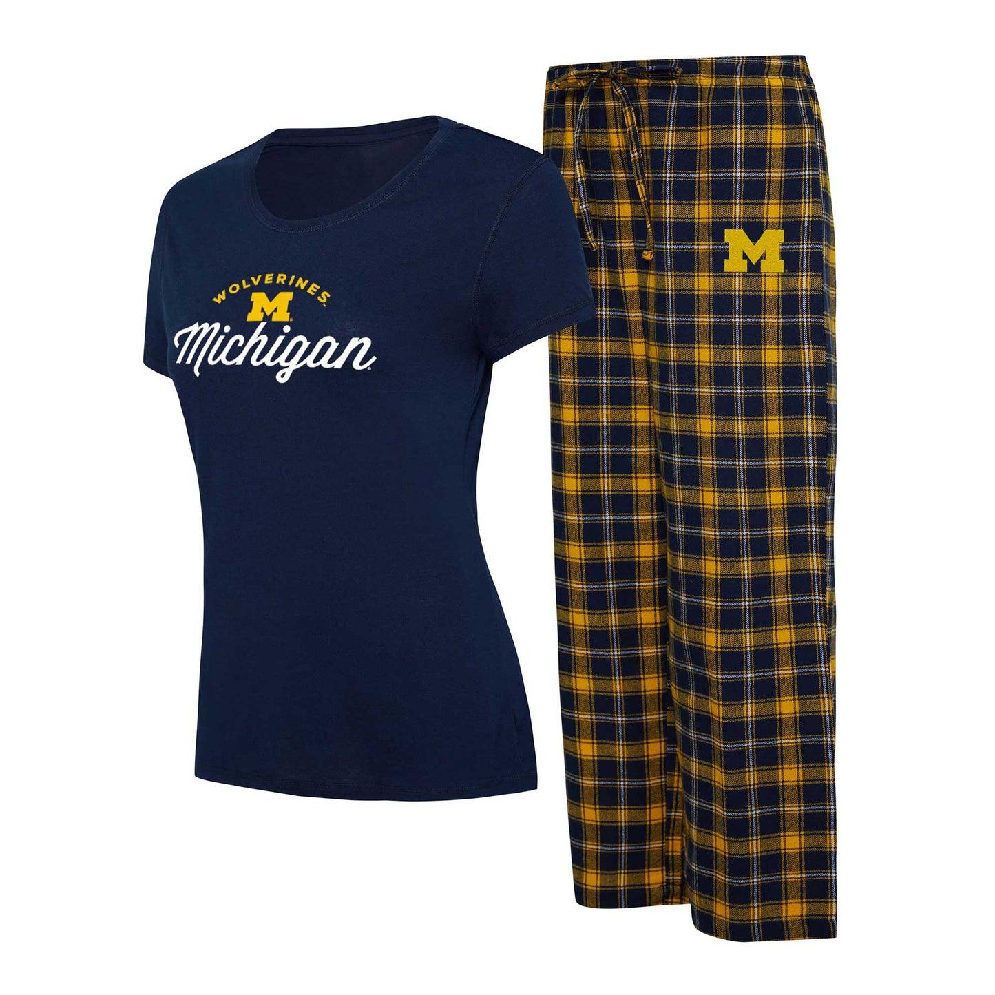 Women's Concepts Sport Navy/Gold Michigan Wolverines Arctic T-Shirt & Flannel Pants Sleep Set