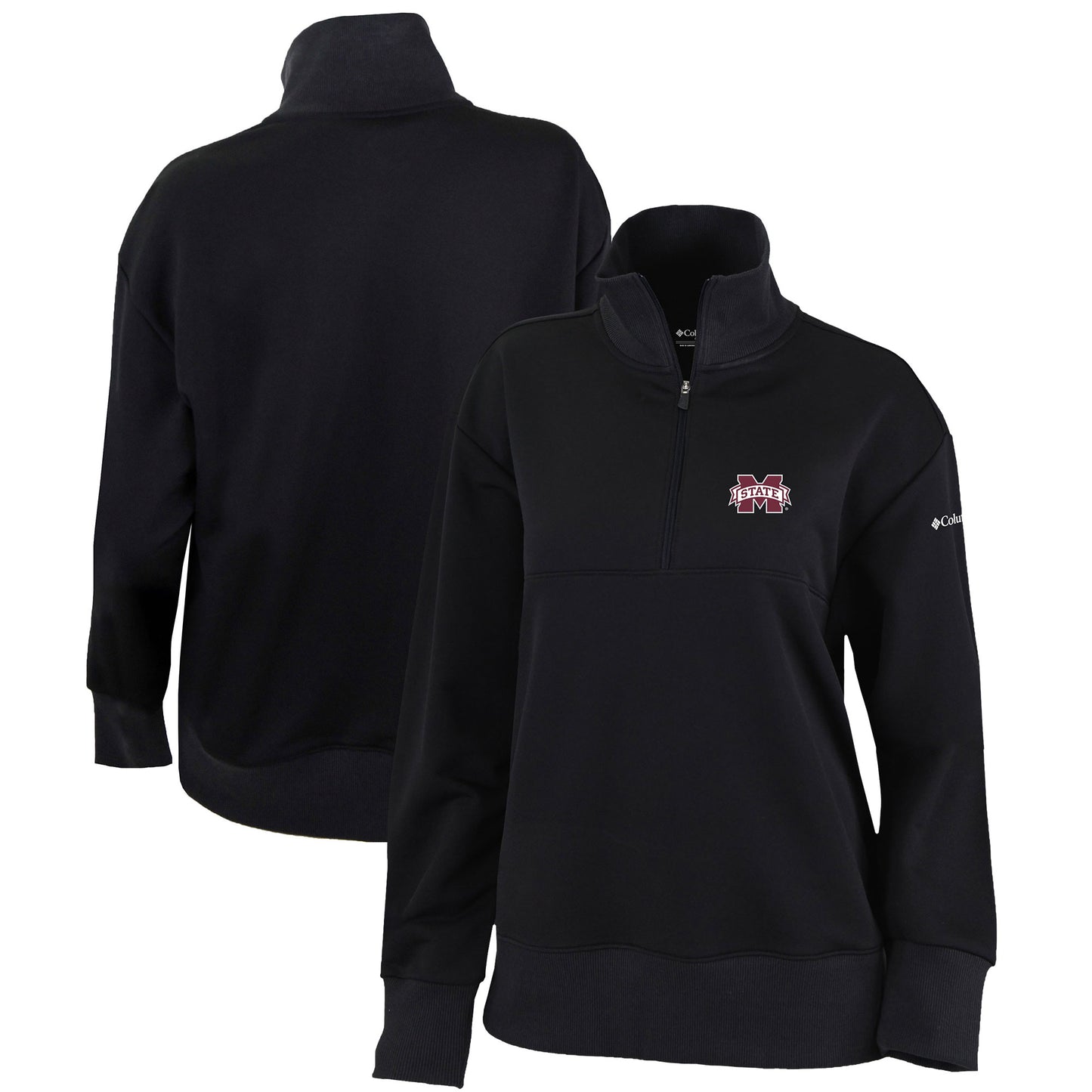 Women's Columbia Black Mississippi State Bulldogs Omni-Wick Birchwood Hills Quarter-Zip Pullover Top