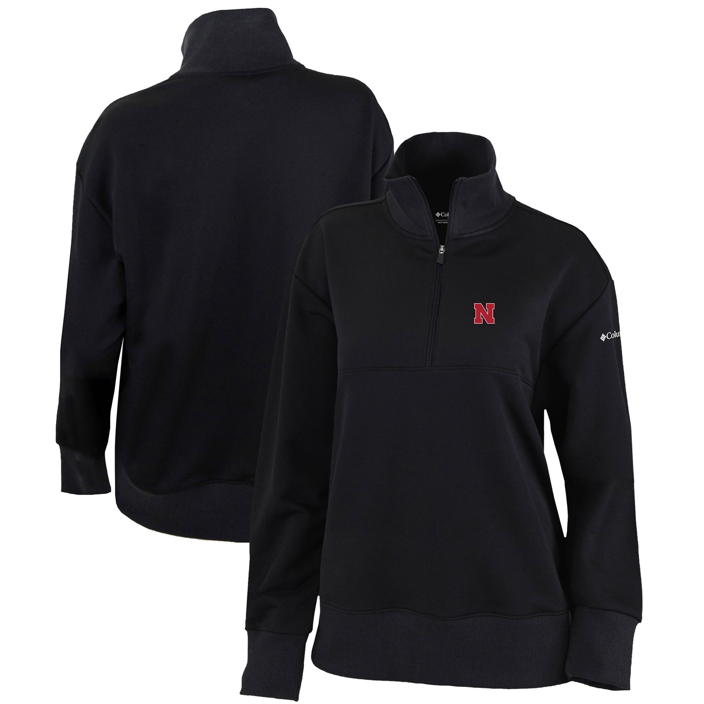 Women's Columbia Black Nebraska Huskers Omni-Wick Birchwood Hills Quarter-Zip Pullover Top