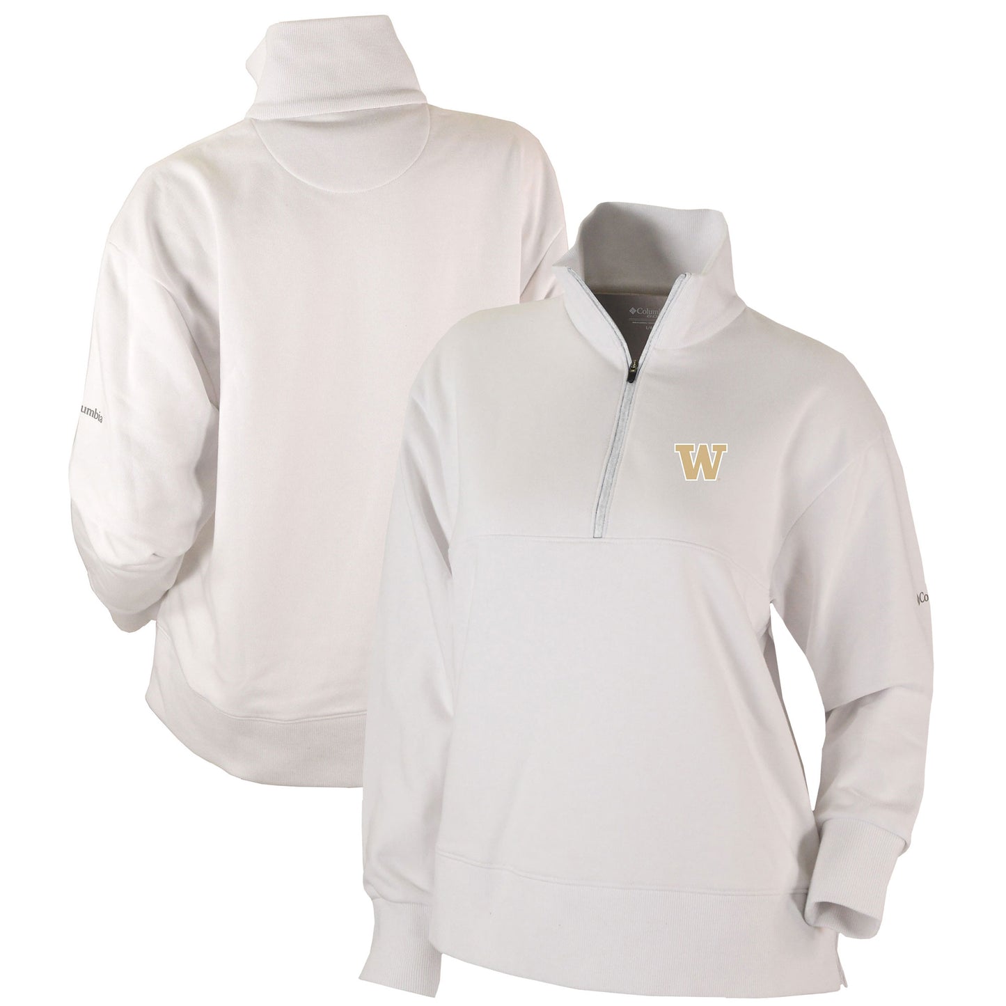 Women's Columbia White Washington Huskies Omni-Wick Birchwood Hills Quarter-Zip Pullover Top