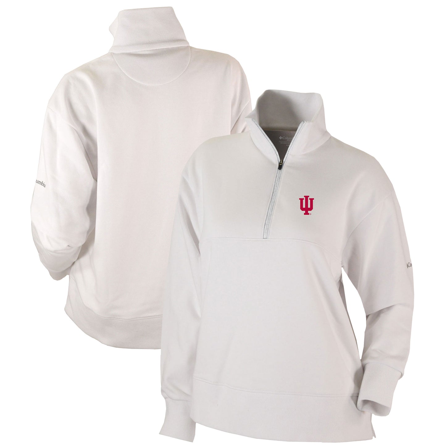 Women's Columbia White Indiana Hoosiers Omni-Wick Birchwood Hills Quarter-Zip Pullover Top