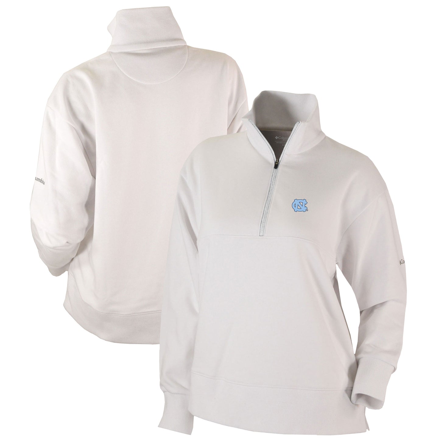 Women's Columbia White North Carolina Tar Heels Omni-Wick Birchwood Hills Quarter-Zip Pullover Top
