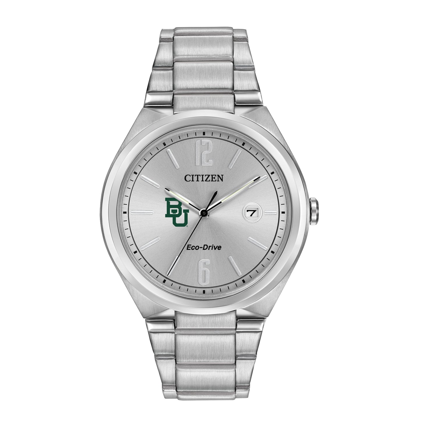 Men's Silver Baylor Bears Eco-Drive Stainless Steel Watch