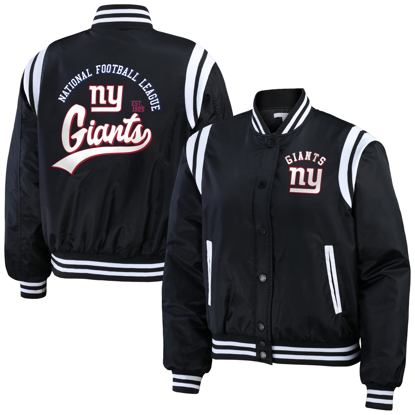 Women's WEAR by Erin Andrews Black New York Giants Full-Zip Bomber Jacket