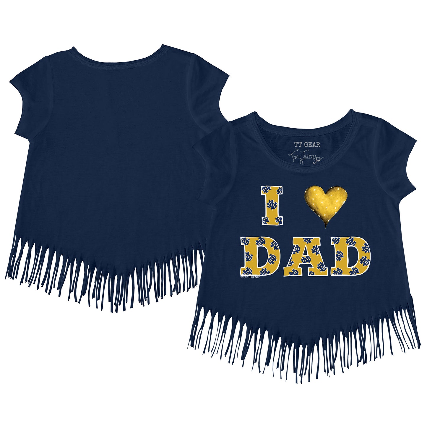 Toddler Tiny Turnip Navy Notre Dame Fighting Irish I Love Dad Fringe T-Shirt