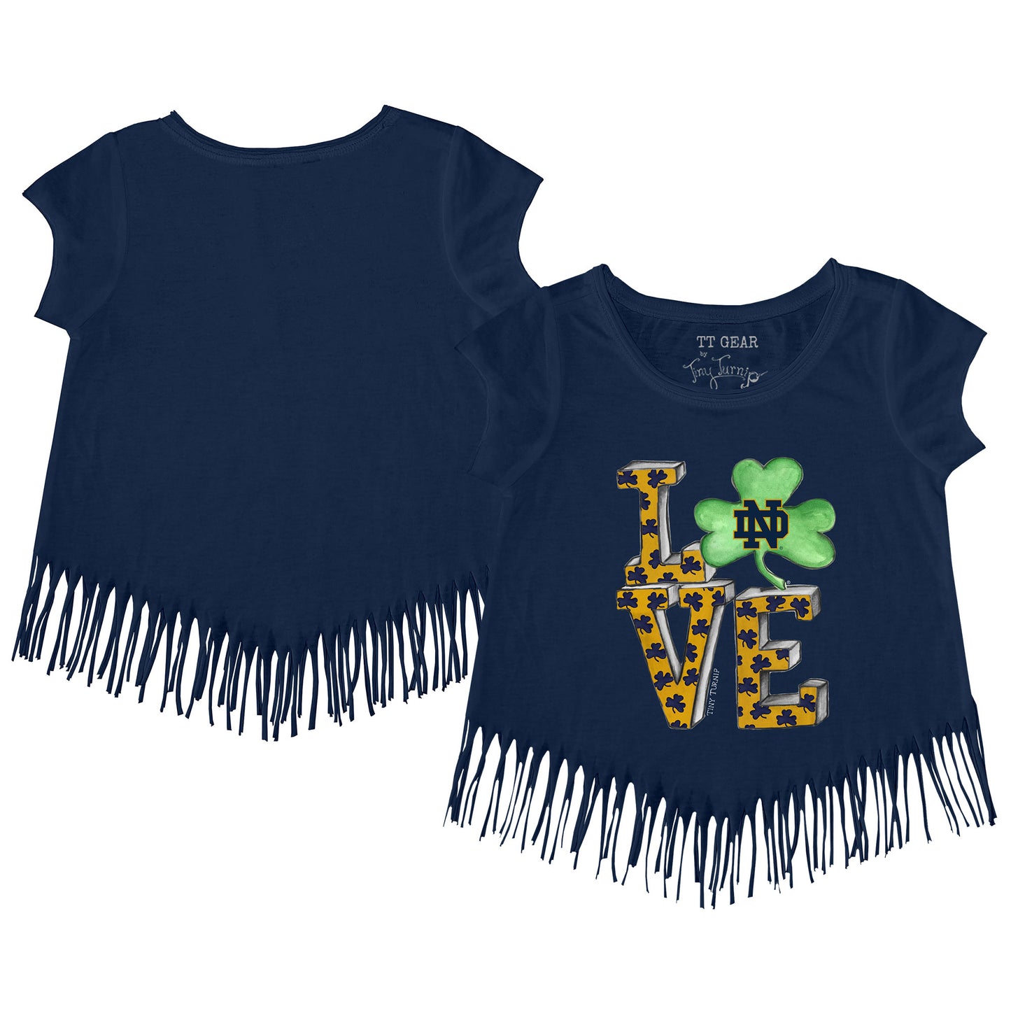 Toddler Tiny Turnip Navy Notre Dame Fighting Irish Love Fringe T-Shirt