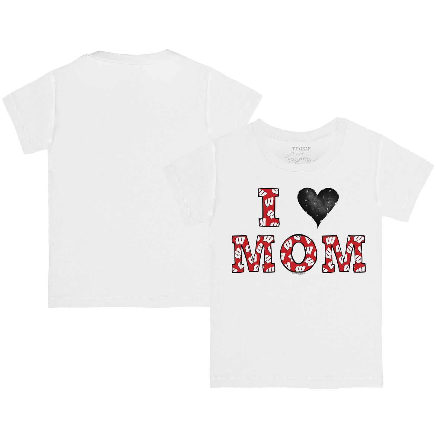 Toddler Tiny Turnip White Wisconsin Badgers I Love Mom T-Shirt