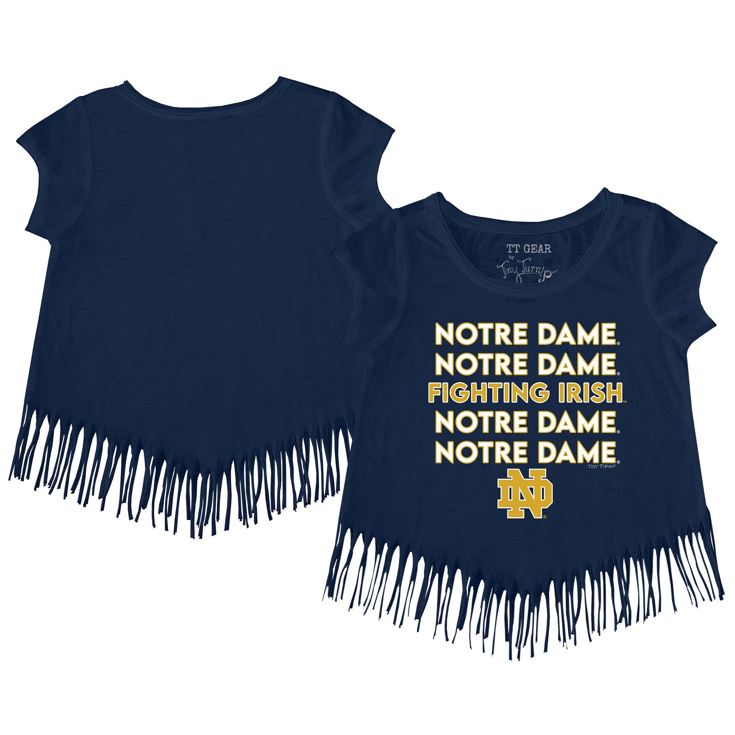 Toddler Tiny Turnip Navy Notre Dame Fighting Irish Stacked Fringe T-Shirt