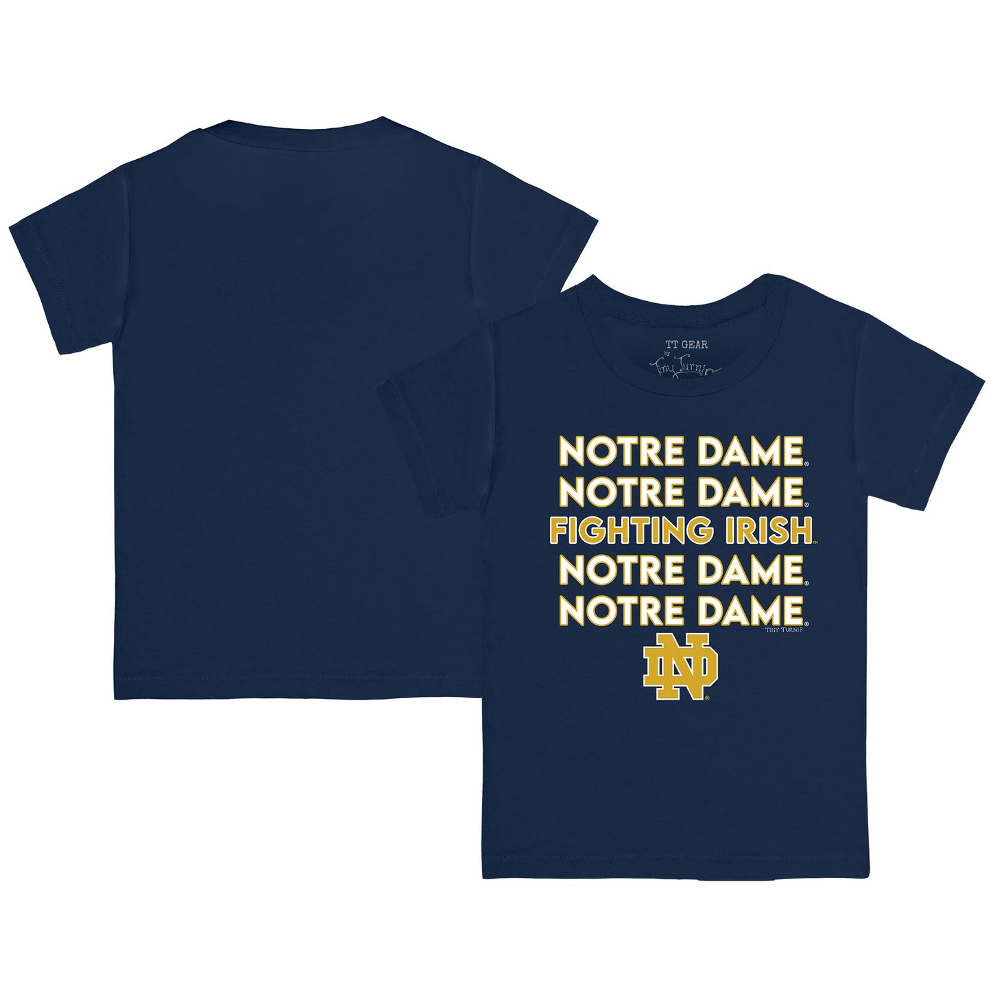 Toddler Tiny Turnip Navy Notre Dame Fighting Irish Stacked T-Shirt