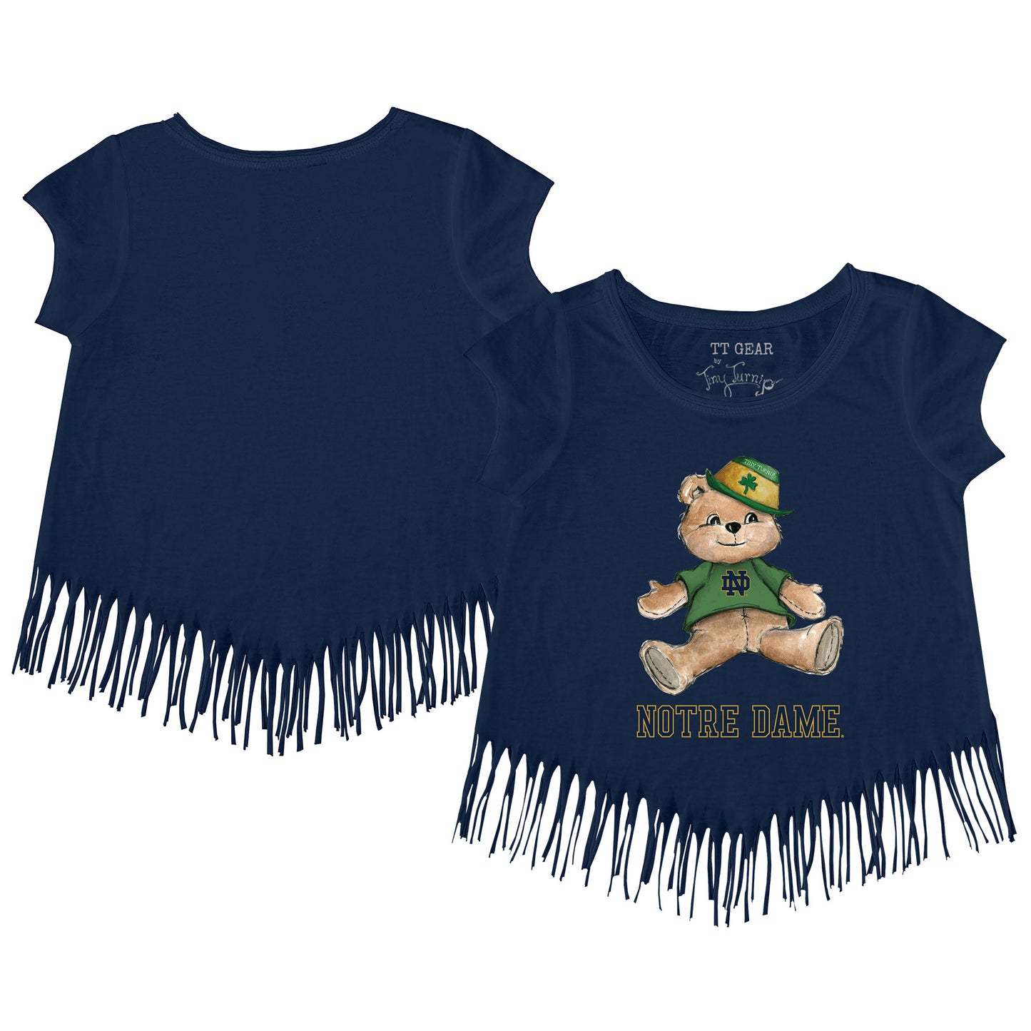 Toddler Tiny Turnip Navy Notre Dame Fighting Irish Teddy Fringe T-Shirt