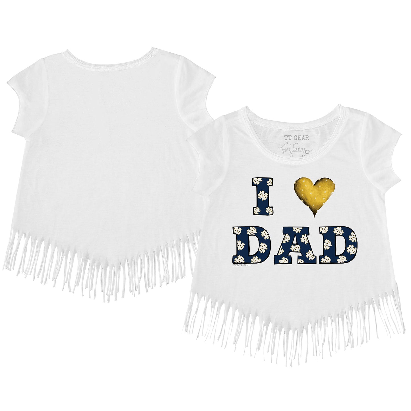 Youth Tiny Turnip White Notre Dame Fighting Irish I Love Dad Fringe T-Shirt