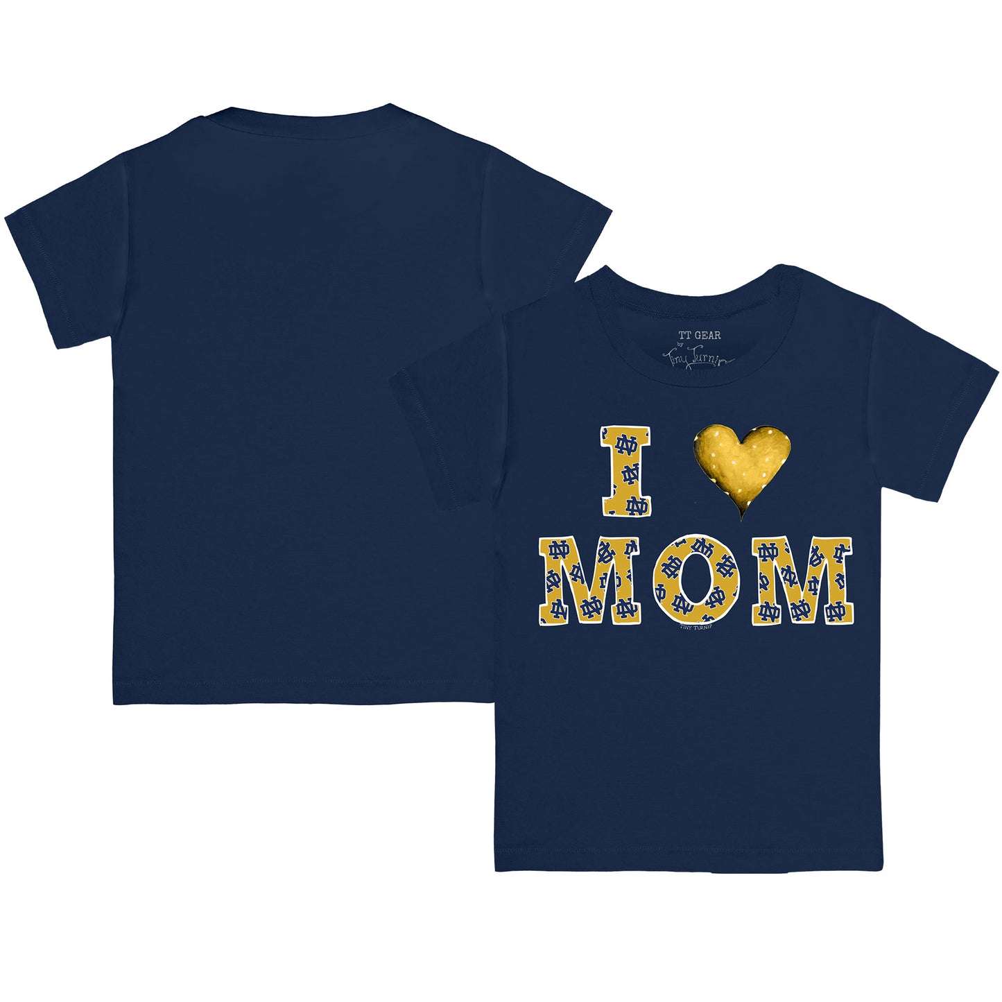 Youth Tiny Turnip Navy Notre Dame Fighting Irish I Love Mom T-Shirt