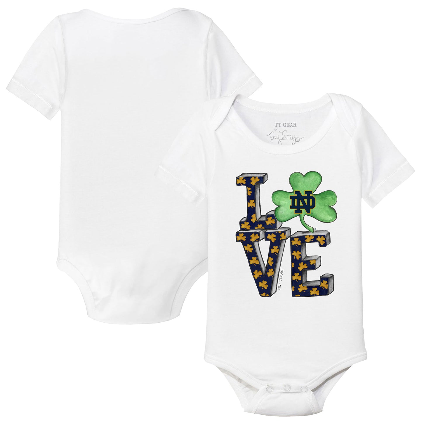 Infant Tiny Turnip White Notre Dame Fighting Irish Love Bodysuit