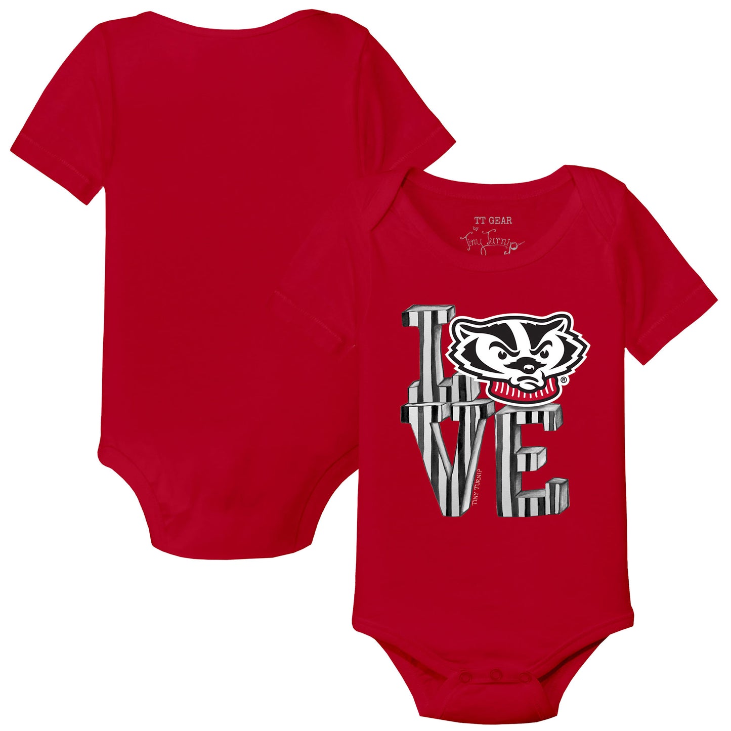 Infant Tiny Turnip Red Wisconsin Badgers Love Bodysuit