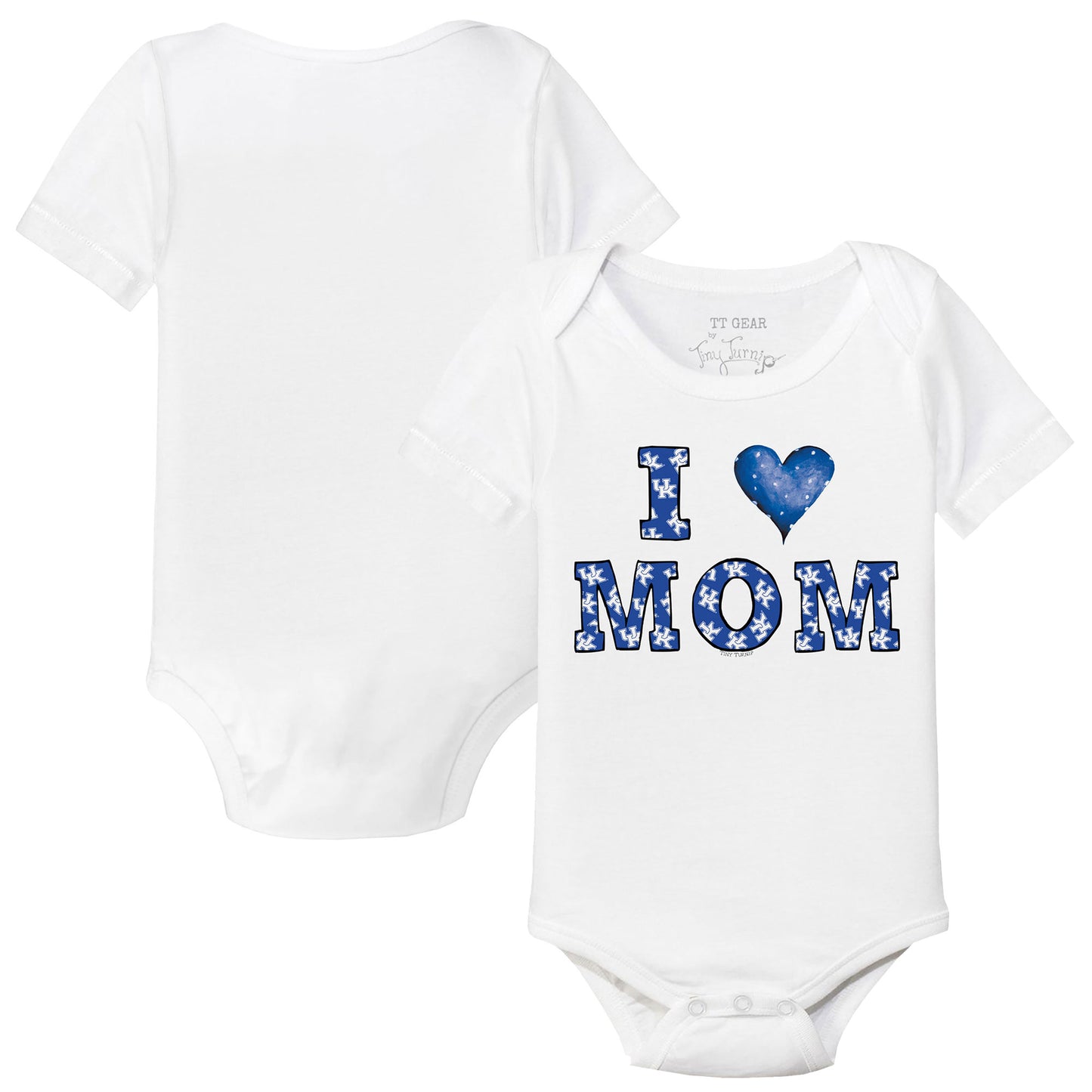 Infant Tiny Turnip White Kentucky Wildcats I Love Mom Bodysuit