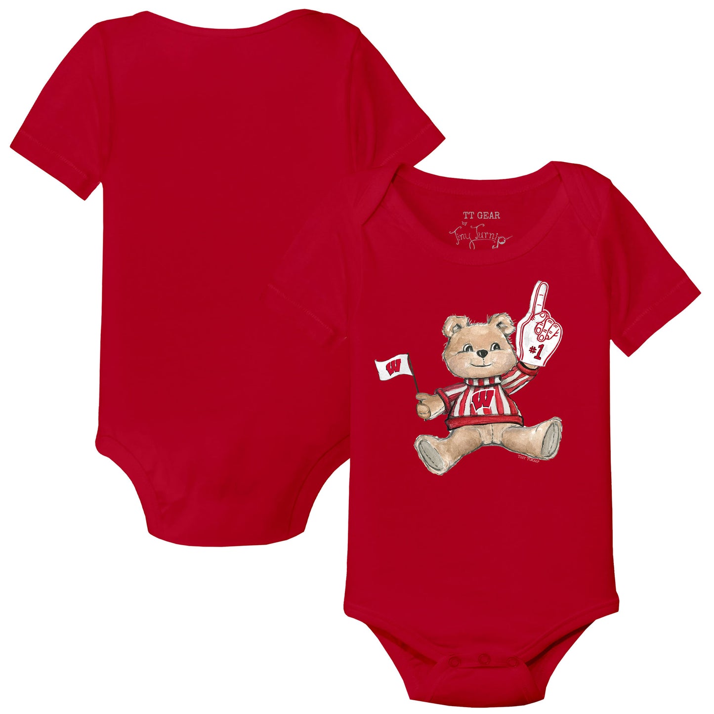 Infant Tiny Turnip Red Wisconsin Badgers Teddy Bodysuit
