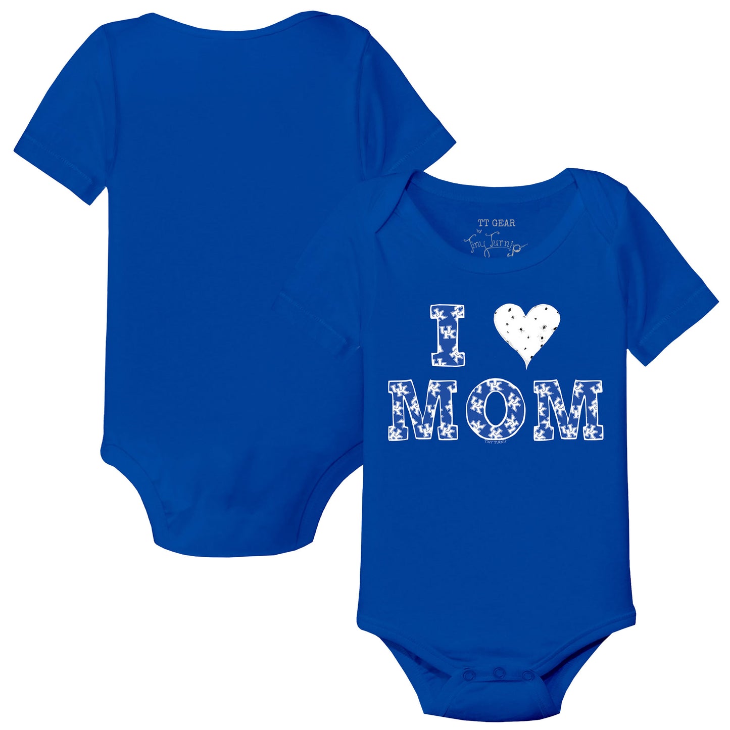 Infant Tiny Turnip Royal Kentucky Wildcats I Love Mom Bodysuit