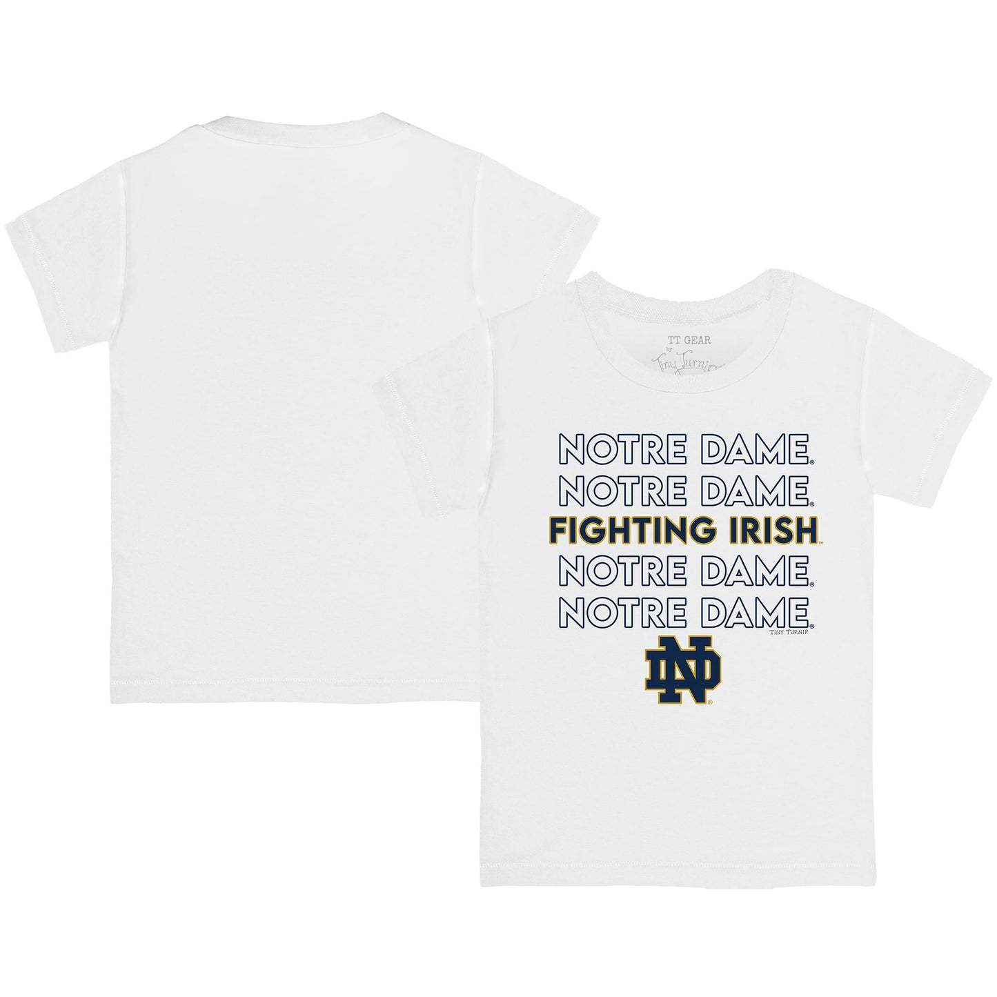 Youth Tiny Turnip White Notre Dame Fighting Irish Stacked T-Shirt
