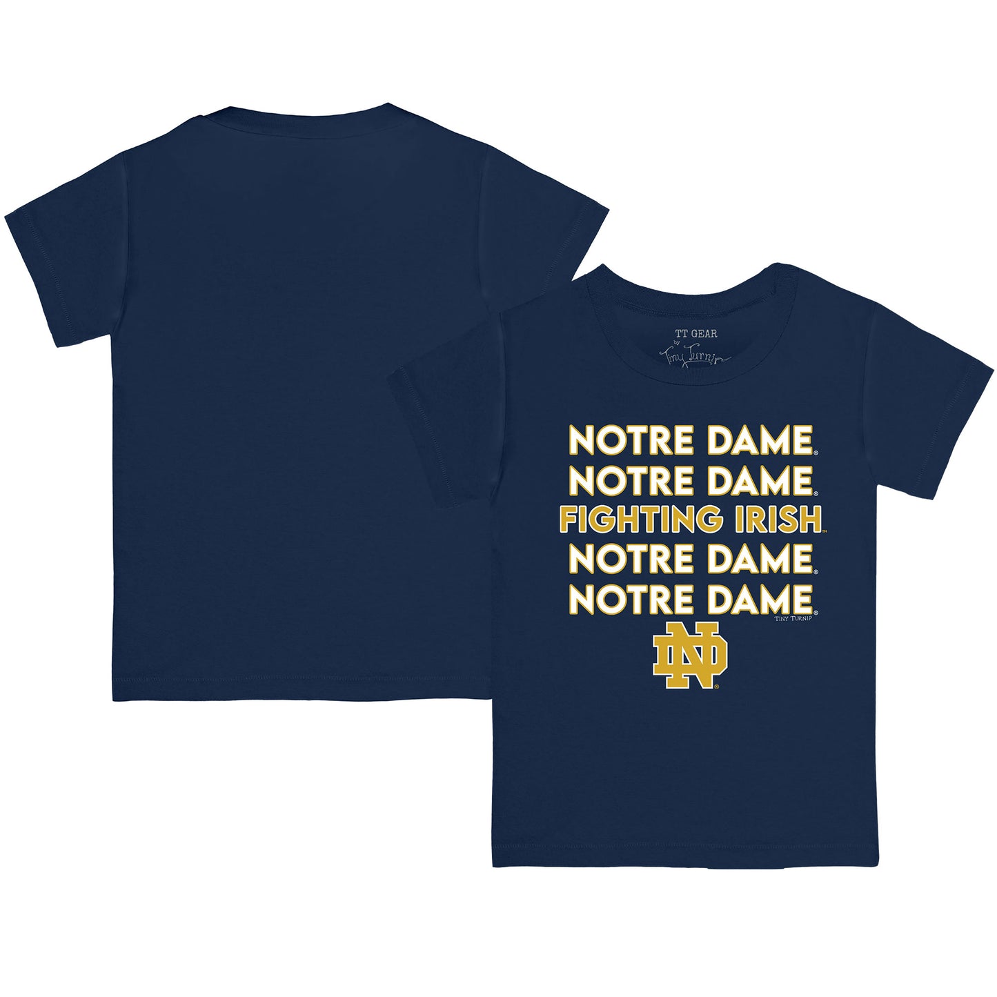 Youth Tiny Turnip Navy Notre Dame Fighting Irish Stacked T-Shirt