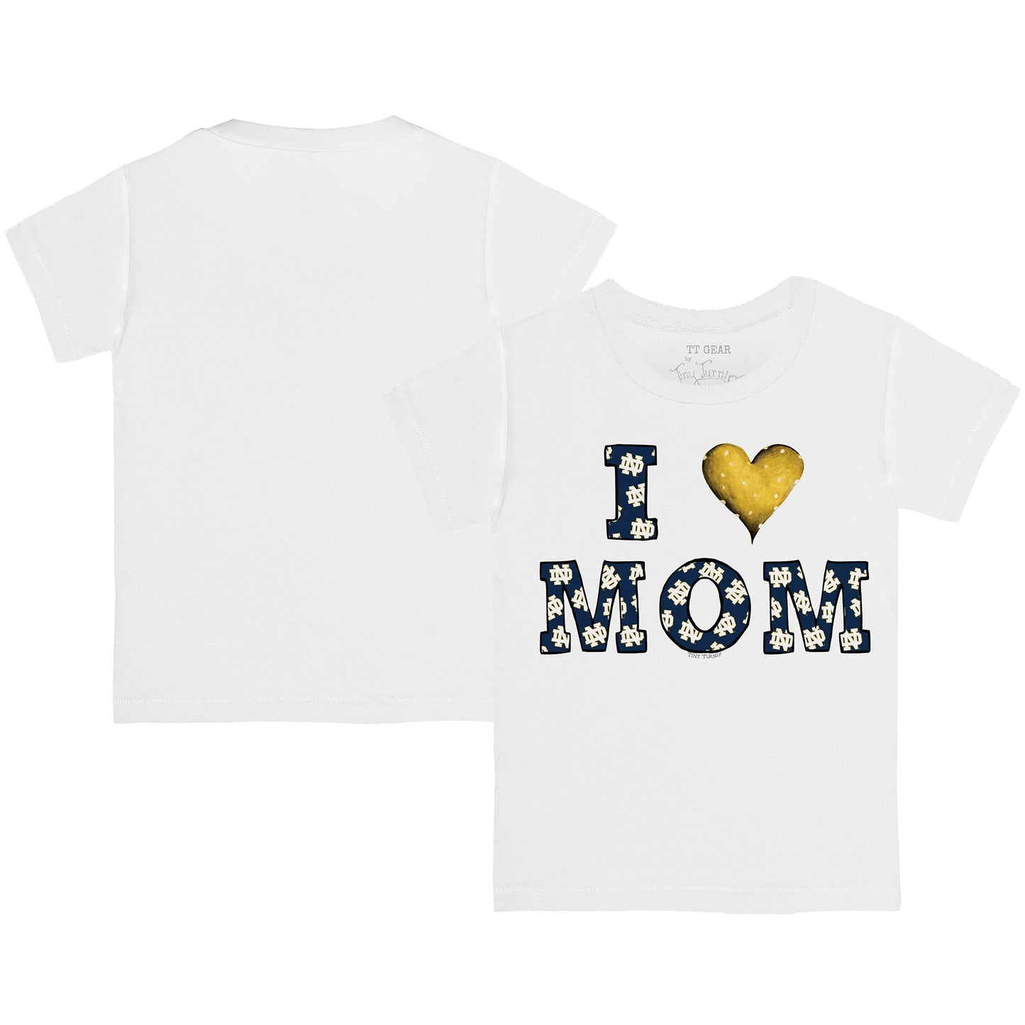 Infant Tiny Turnip White Notre Dame Fighting Irish I Love Mom T-Shirt