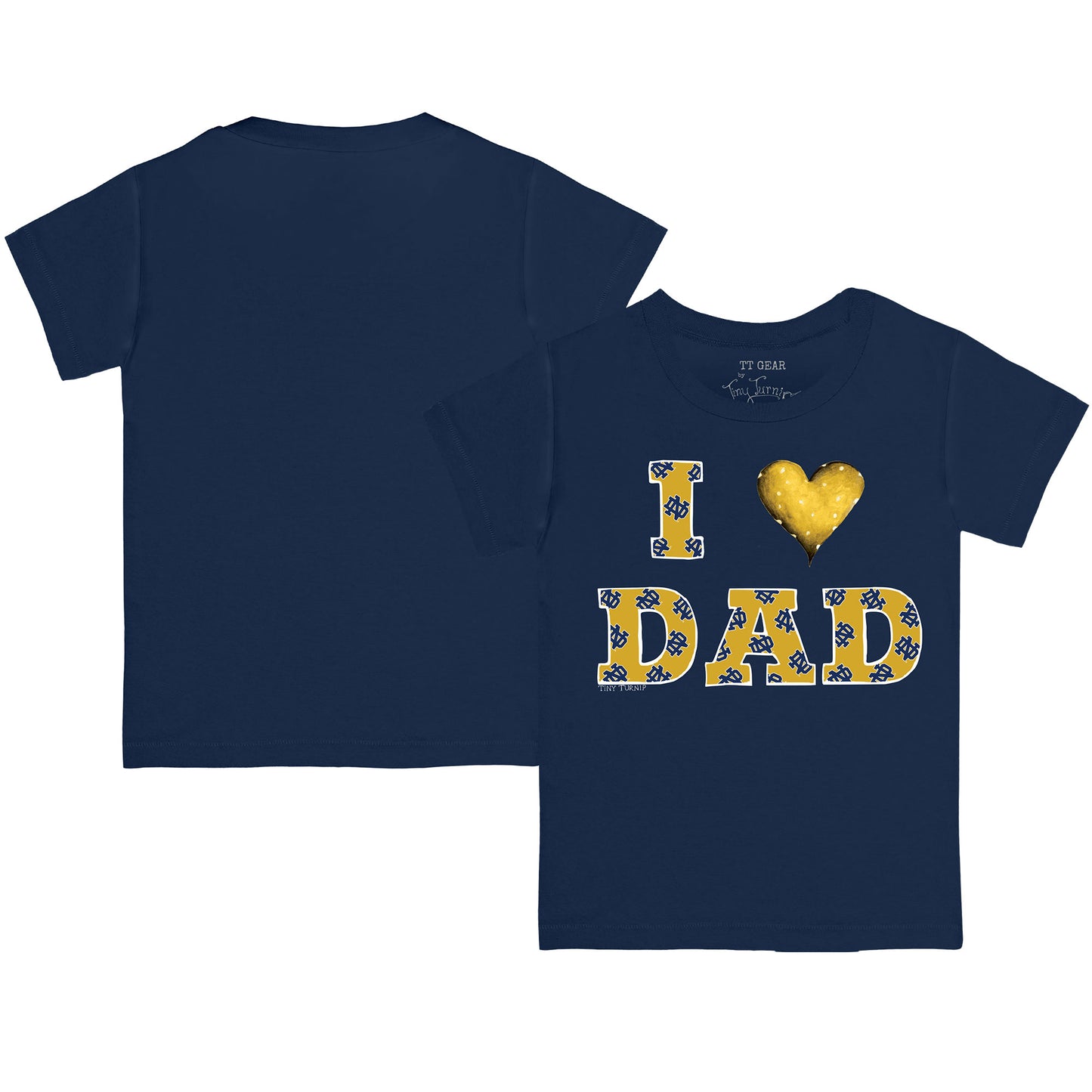 Infant Tiny Turnip Navy Notre Dame Fighting Irish I Love Dad T-Shirt