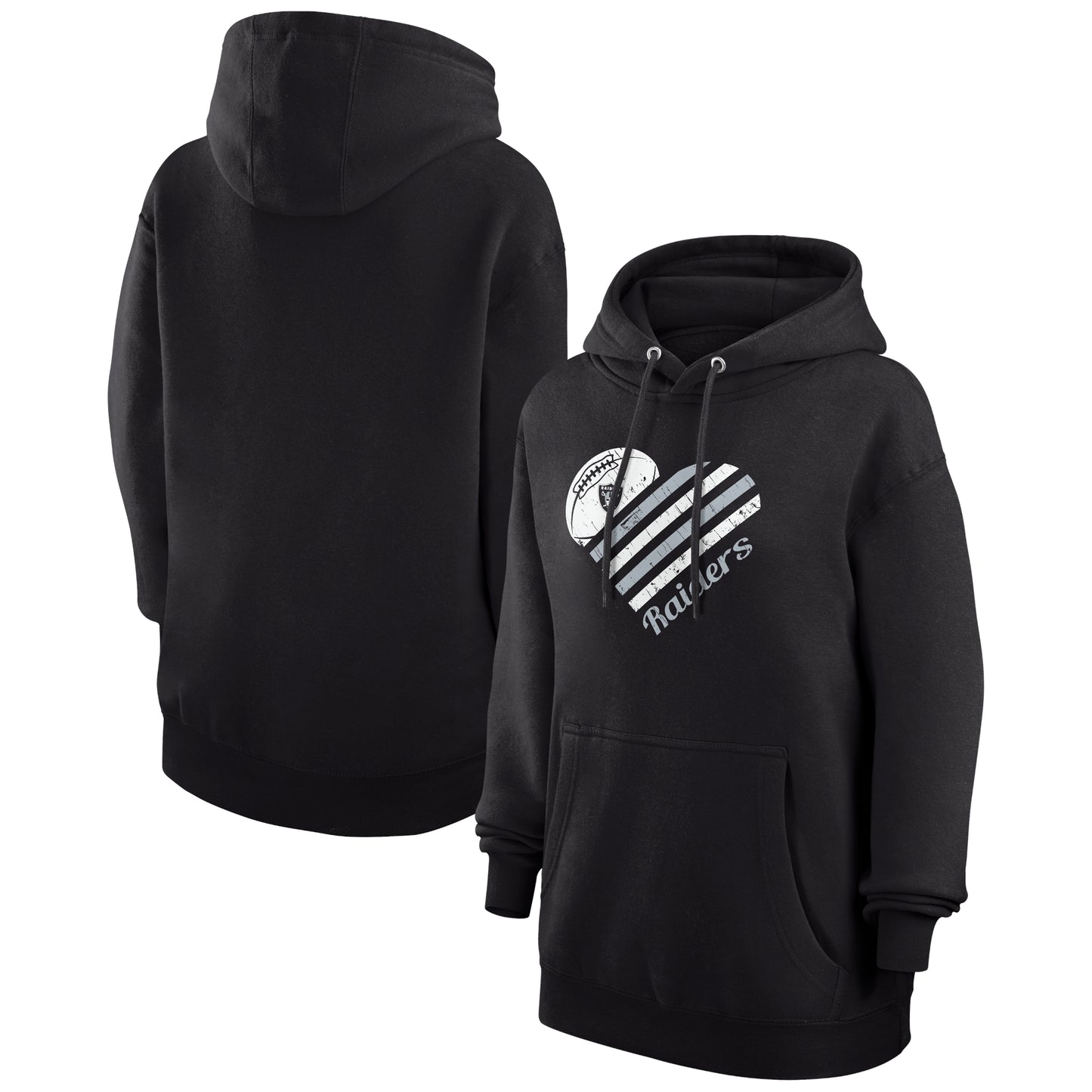Women's G-III 4Her by Carl Banks Black Las Vegas Raiders Heart Graphic Fleece Pullover Hoodie