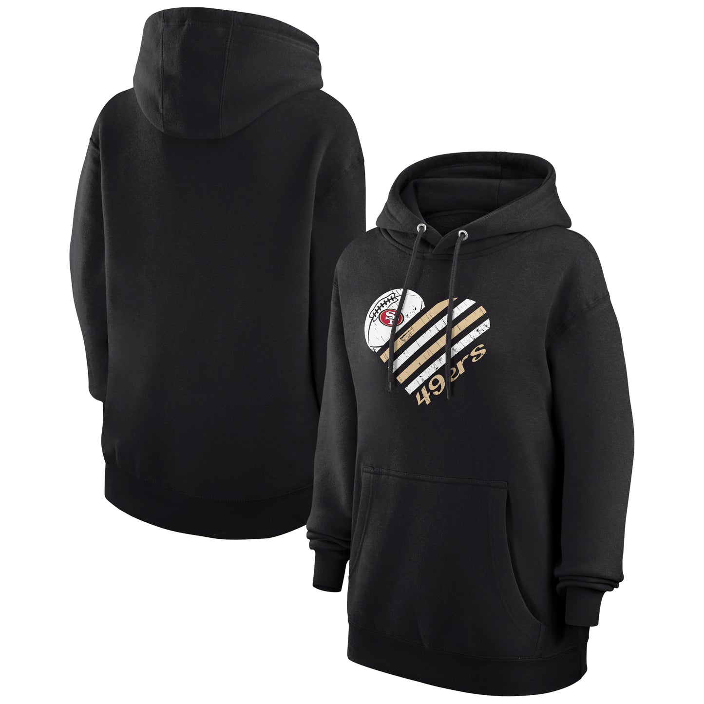 Women's G-III 4Her by Carl Banks Black San Francisco 49ers Heart Graphic Fleece Pullover Hoodie