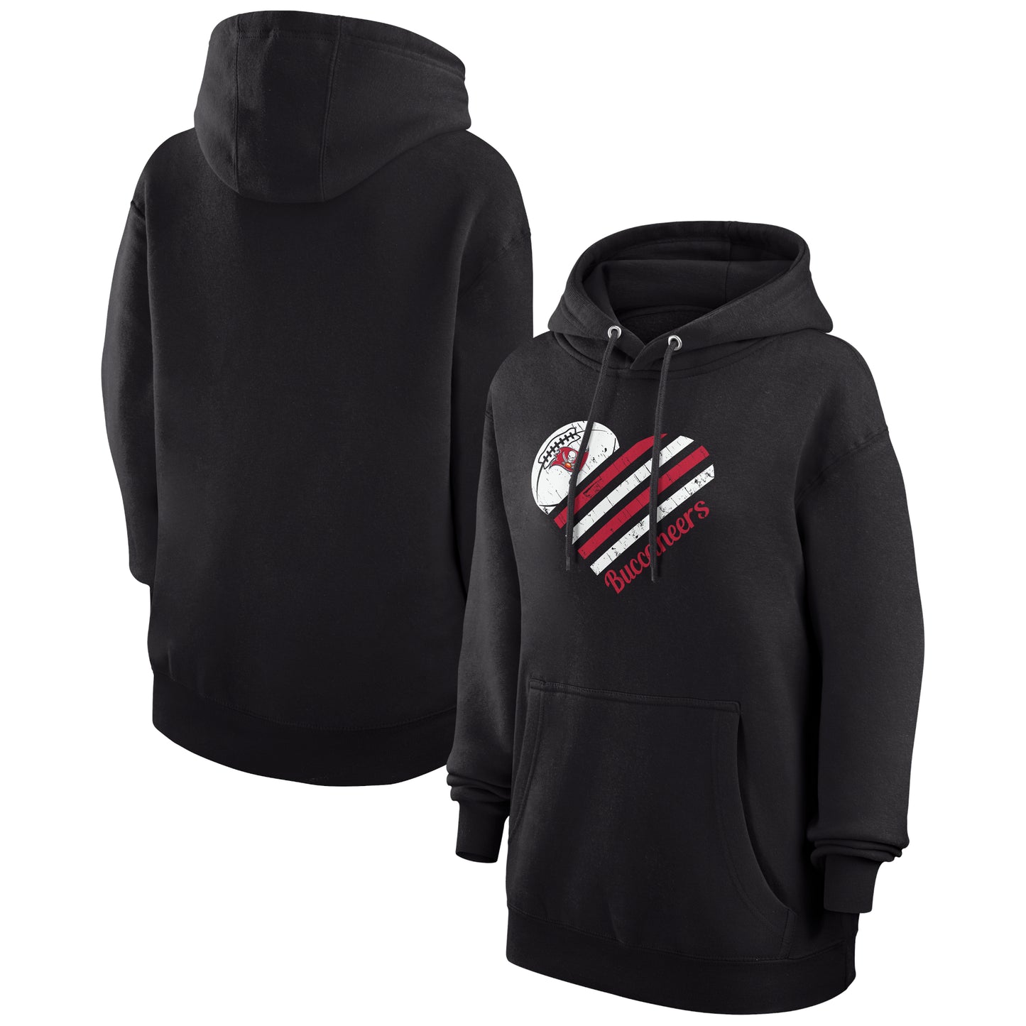 Women's G-III 4Her by Carl Banks Black Tampa Bay Buccaneers Heart Graphic Fleece Pullover Hoodie