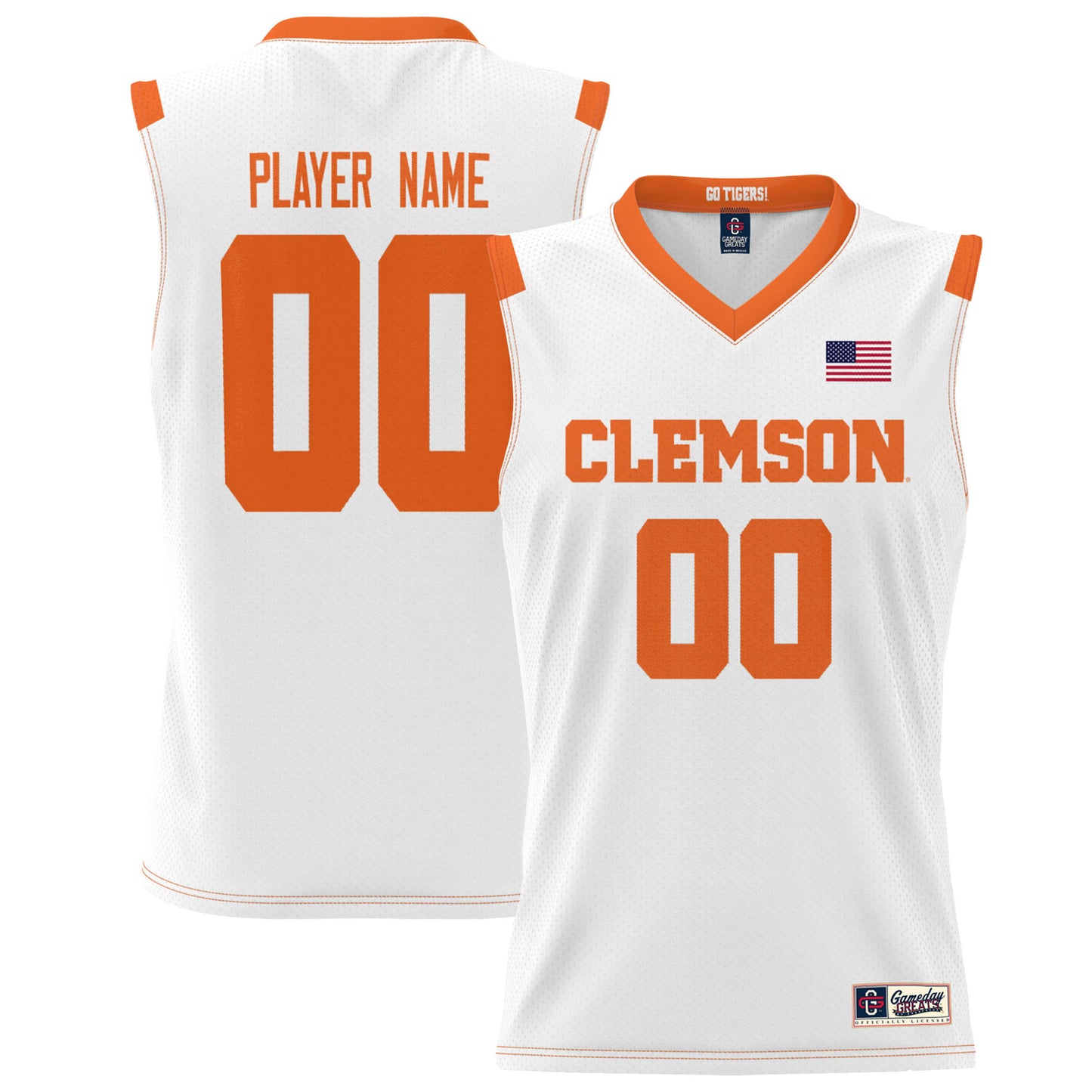 Men's GameDay Greats White Clemson Tigers NIL Pick-A-Player Lightweight Basketball Jersey