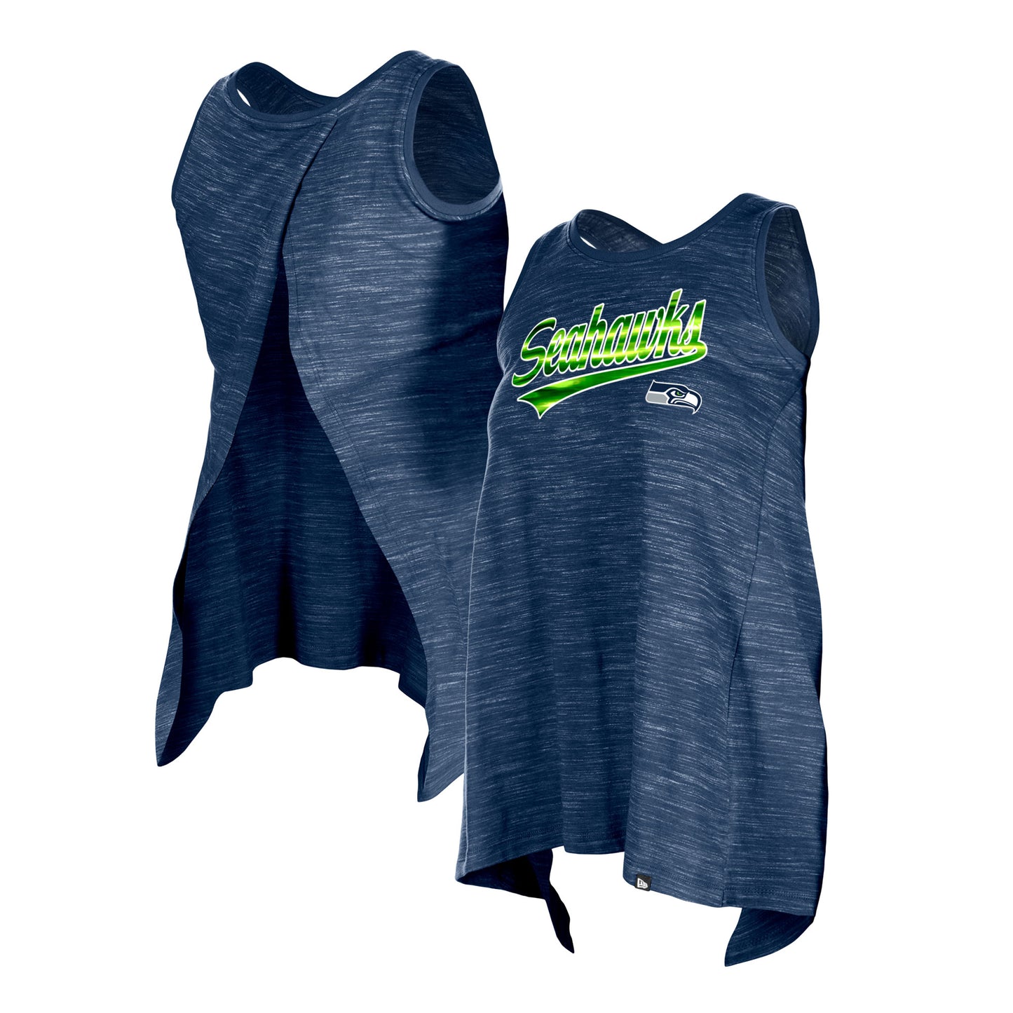 Women's New Era College Navy Seattle Seahawks Space Dye Active Tank Top