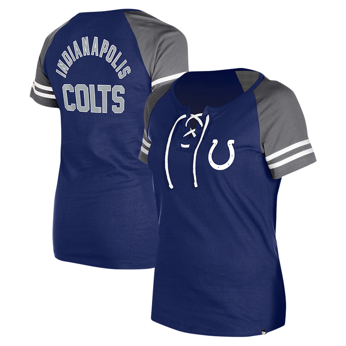 Women's New Era Royal Indianapolis Colts Lace-Up Raglan T-Shirt