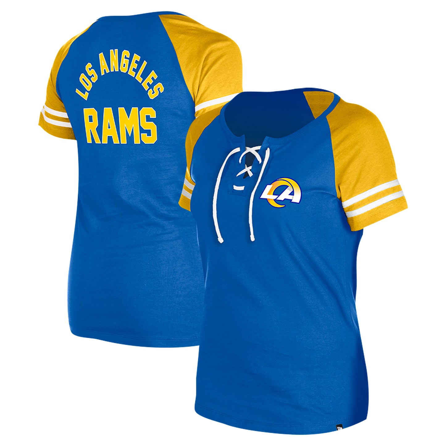 Women's New Era Royal Los Angeles Rams Lace-Up Raglan T-Shirt