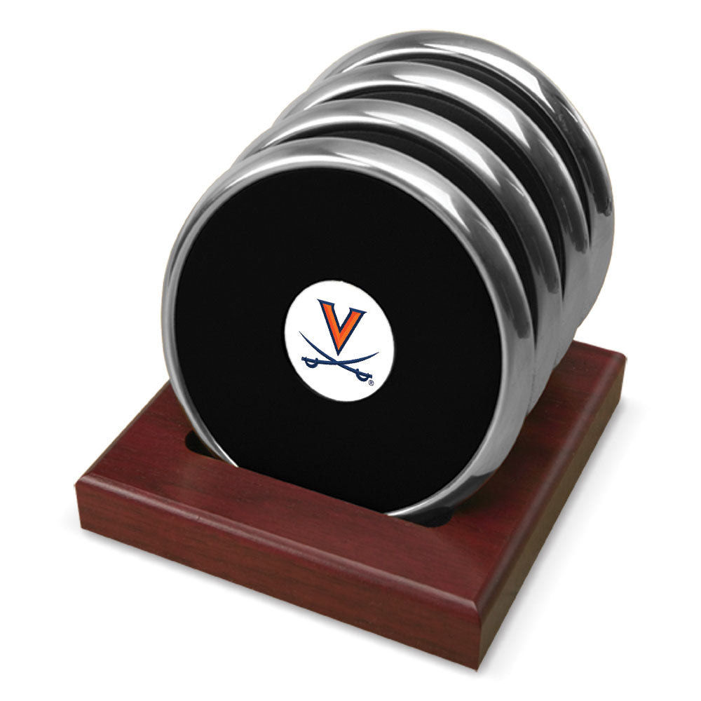 Silver Virginia Cavaliers Four-Piece Coaster Set