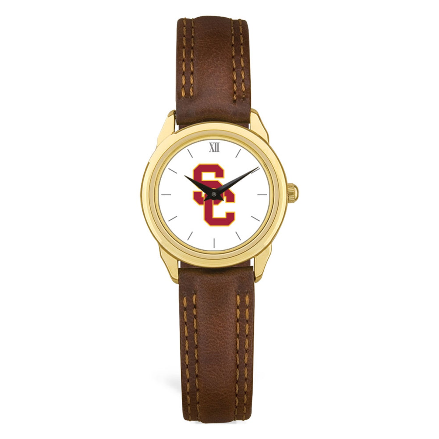 Women's Gold USC Trojans Brown Leather Watch