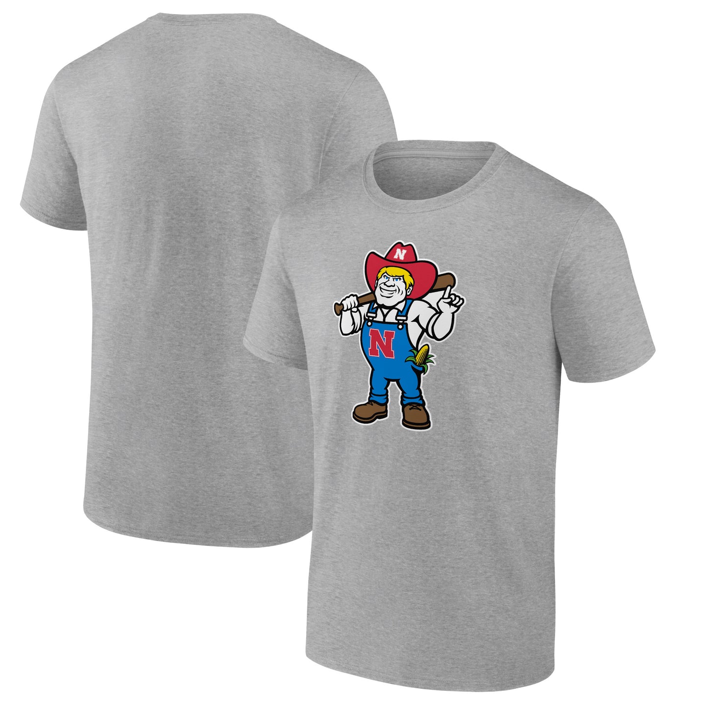 Men's Heather Gray Nebraska Huskers Herbie Husker Baseball T-Shirt