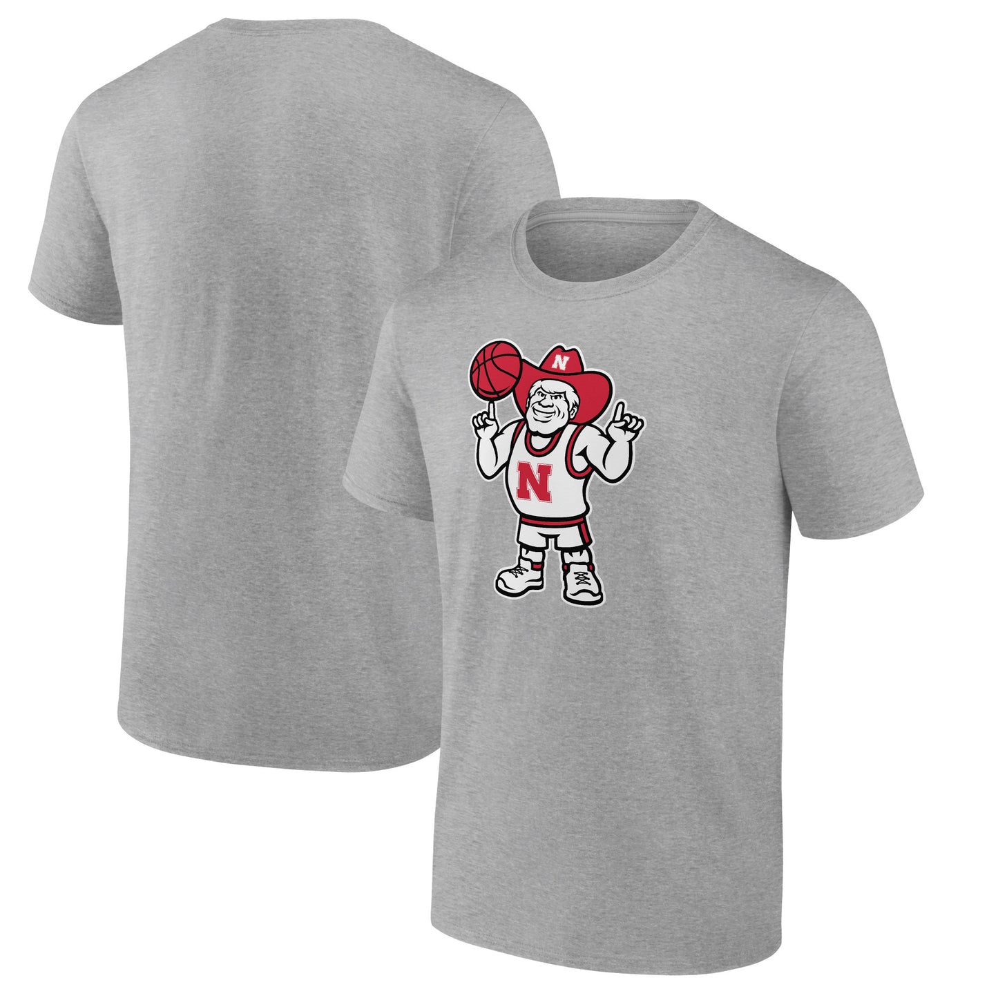 Men's Heather Gray Nebraska Huskers Herbie Husker Basketball T-Shirt