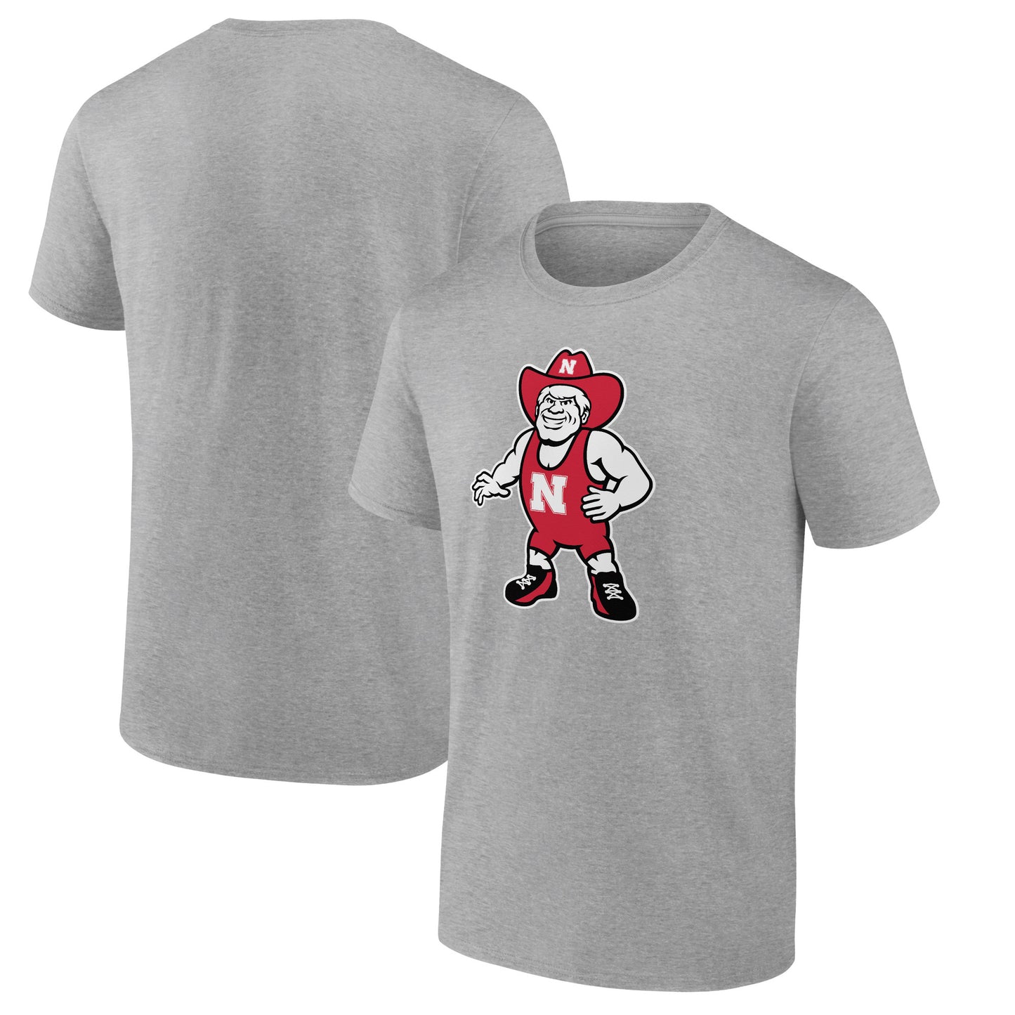 Men's Heather Gray Nebraska Huskers Herbie Husker Wrestling T-Shirt