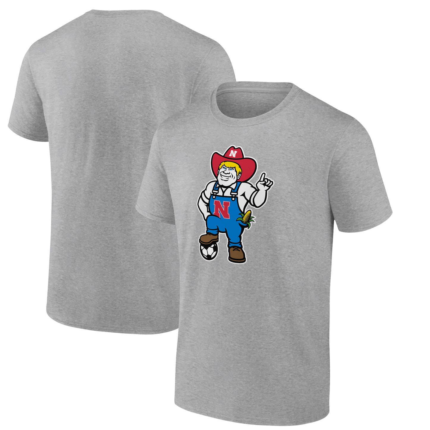 Men's Heather Gray Nebraska Huskers Herbie Husker Soccer T-Shirt