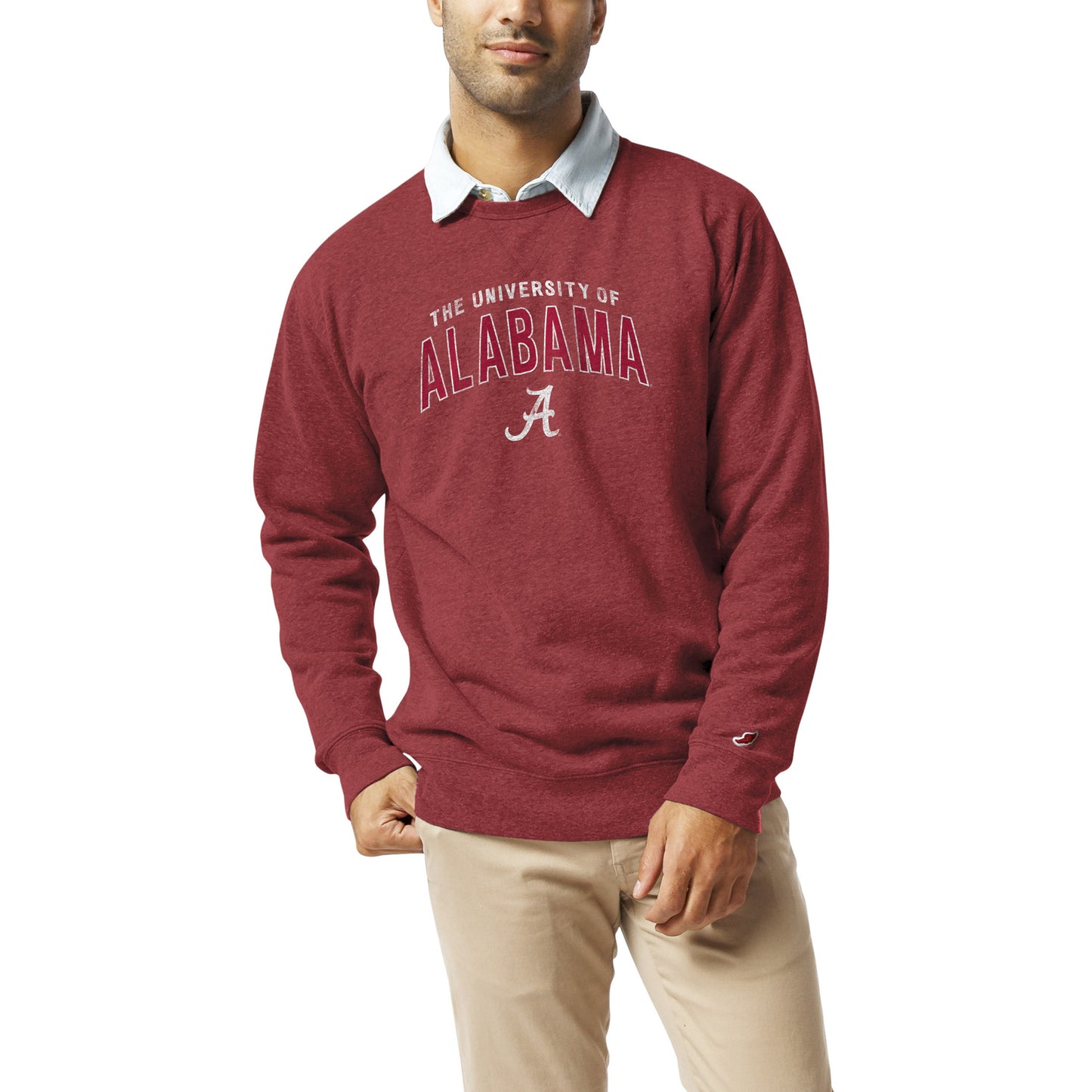 Men's League Collegiate Wear Crimson Alabama Crimson Tide Heritage Tri-Blend Pullover Sweatshirt