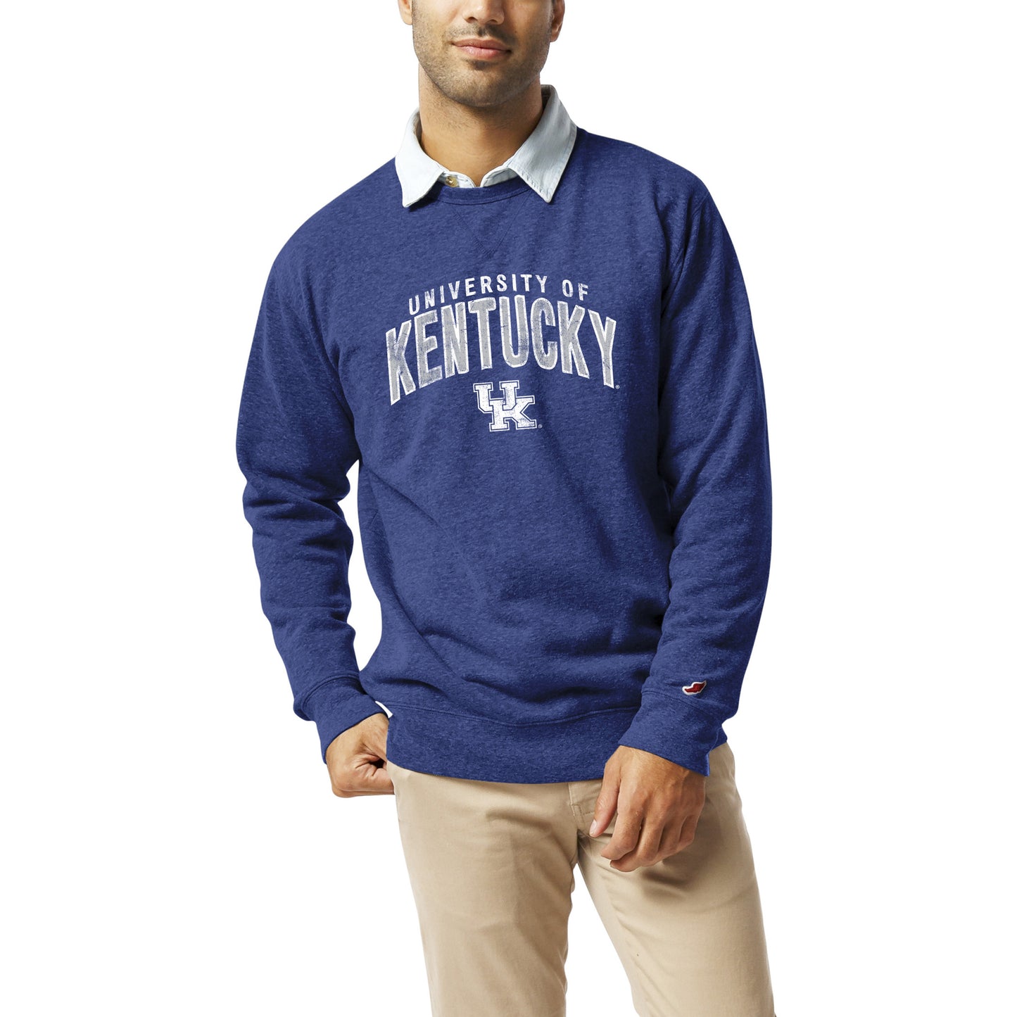 Men's League Collegiate Wear Heather Royal Kentucky Wildcats Heritage Tri-Blend Pullover Sweatshirt