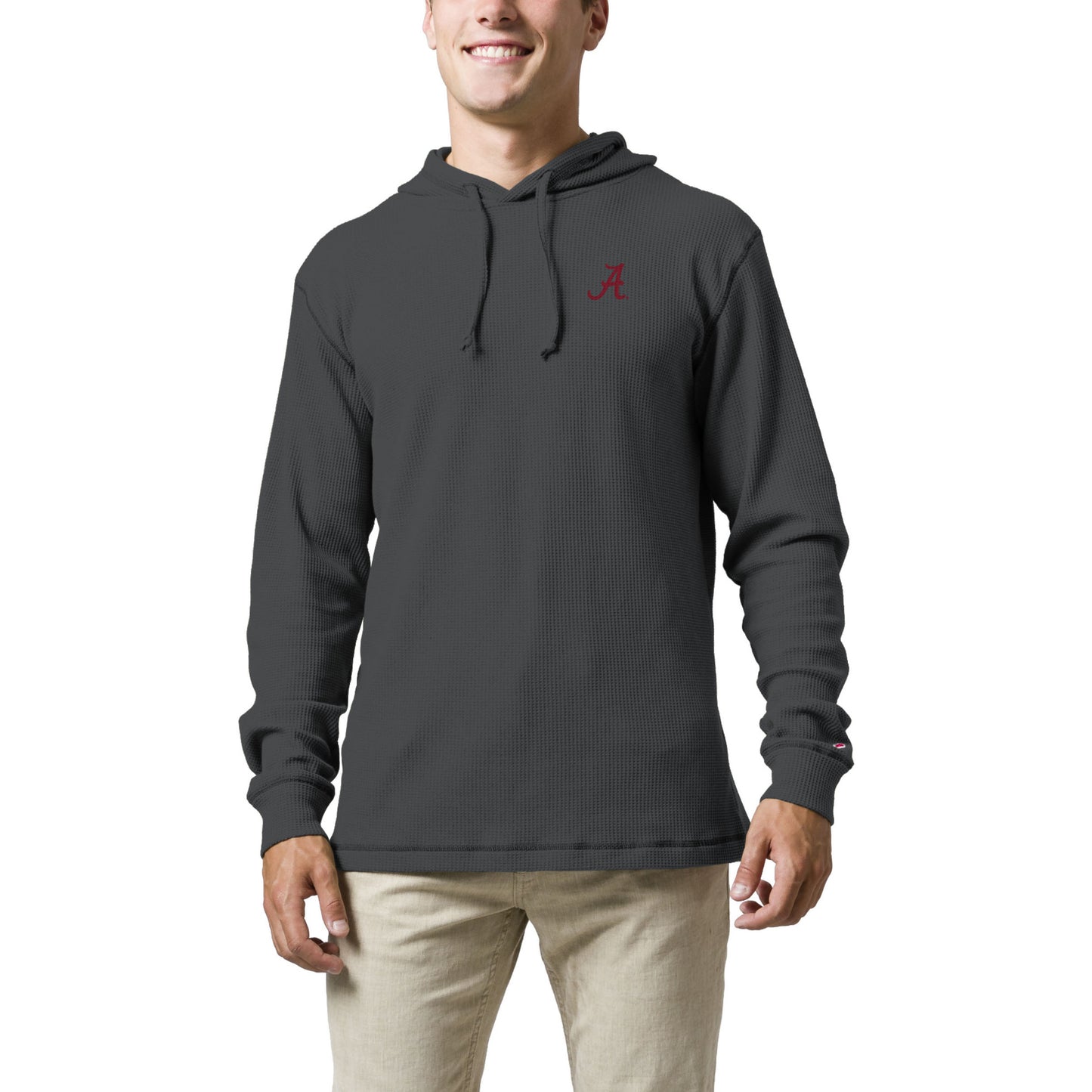 Men's League Collegiate Wear Charcoal Alabama Crimson Tide Waffle Knit Pullover Hoodie