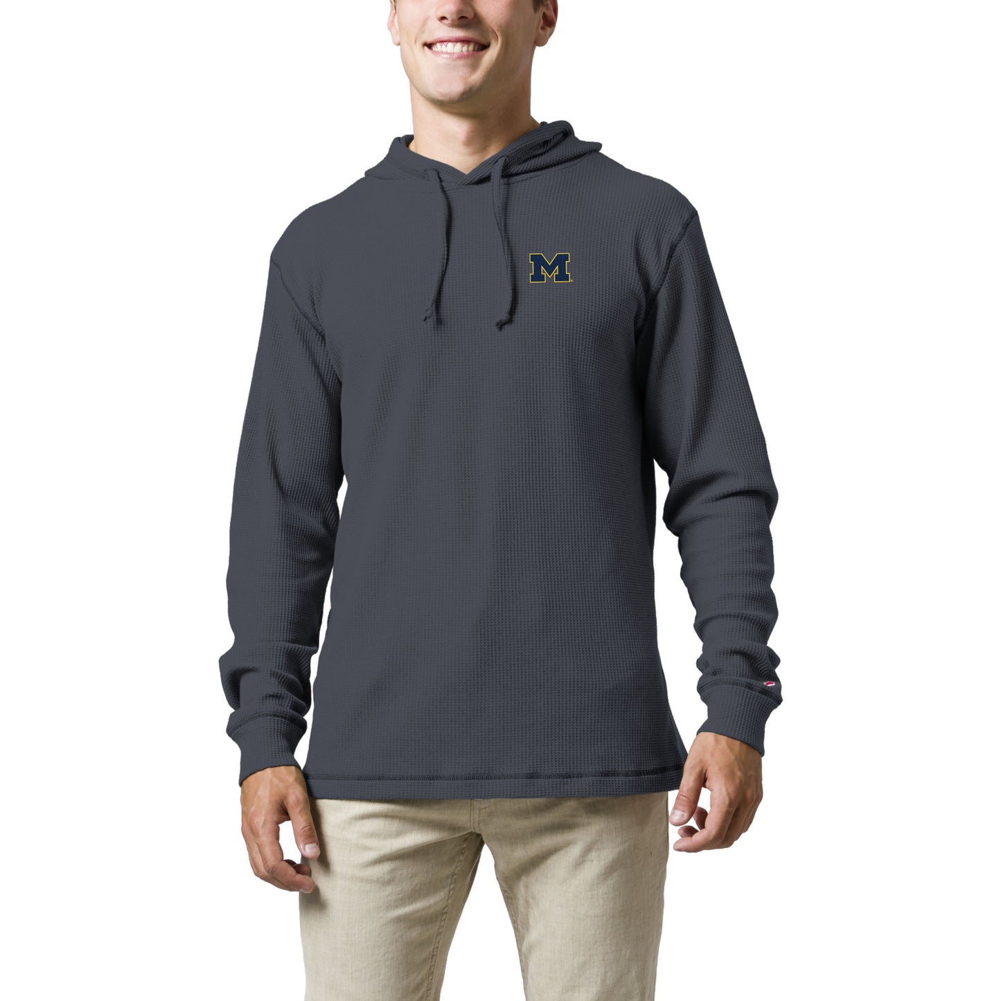 Men's League Collegiate Wear Navy Michigan Wolverines Waffle Knit Pullover Hoodie