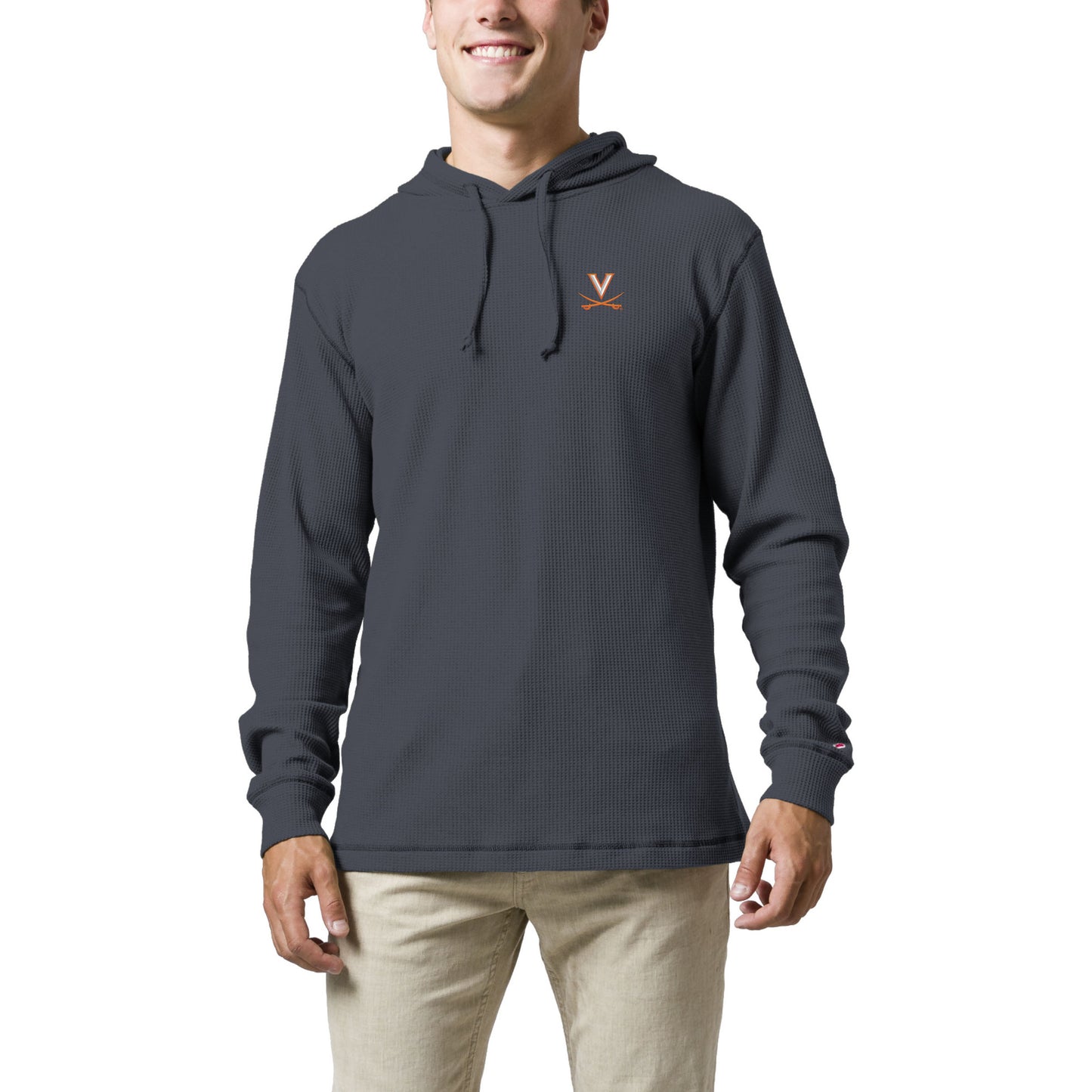 Men's League Collegiate Wear Navy Virginia Cavaliers Waffle Knit Pullover Hoodie
