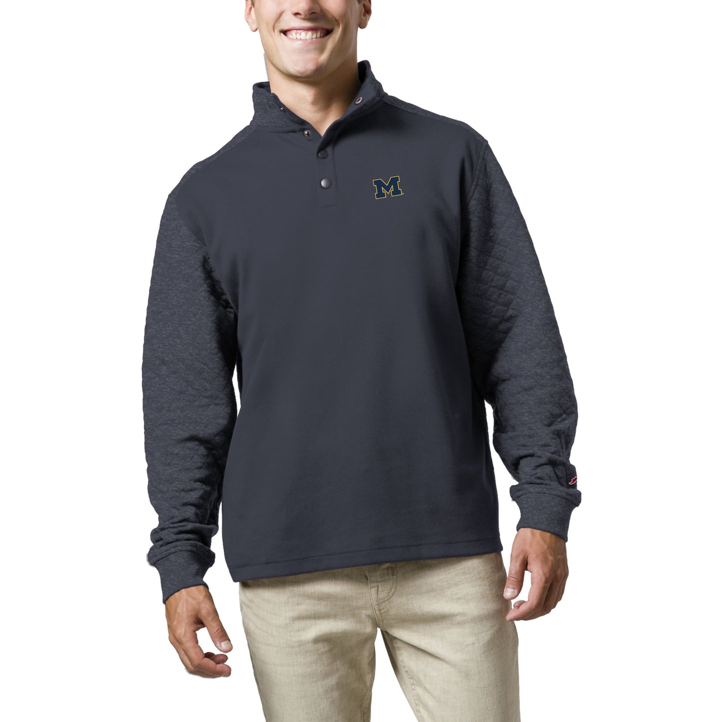 Men's League Collegiate Wear Navy Michigan Wolverines Fleece Quarter Snap Up Pullover Sweatshirt