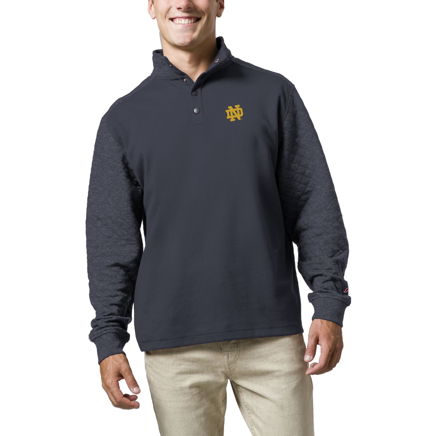Men's League Collegiate Wear Navy Notre Dame Fighting Irish Fleece Quarter Snap Up Pullover Sweatshirt