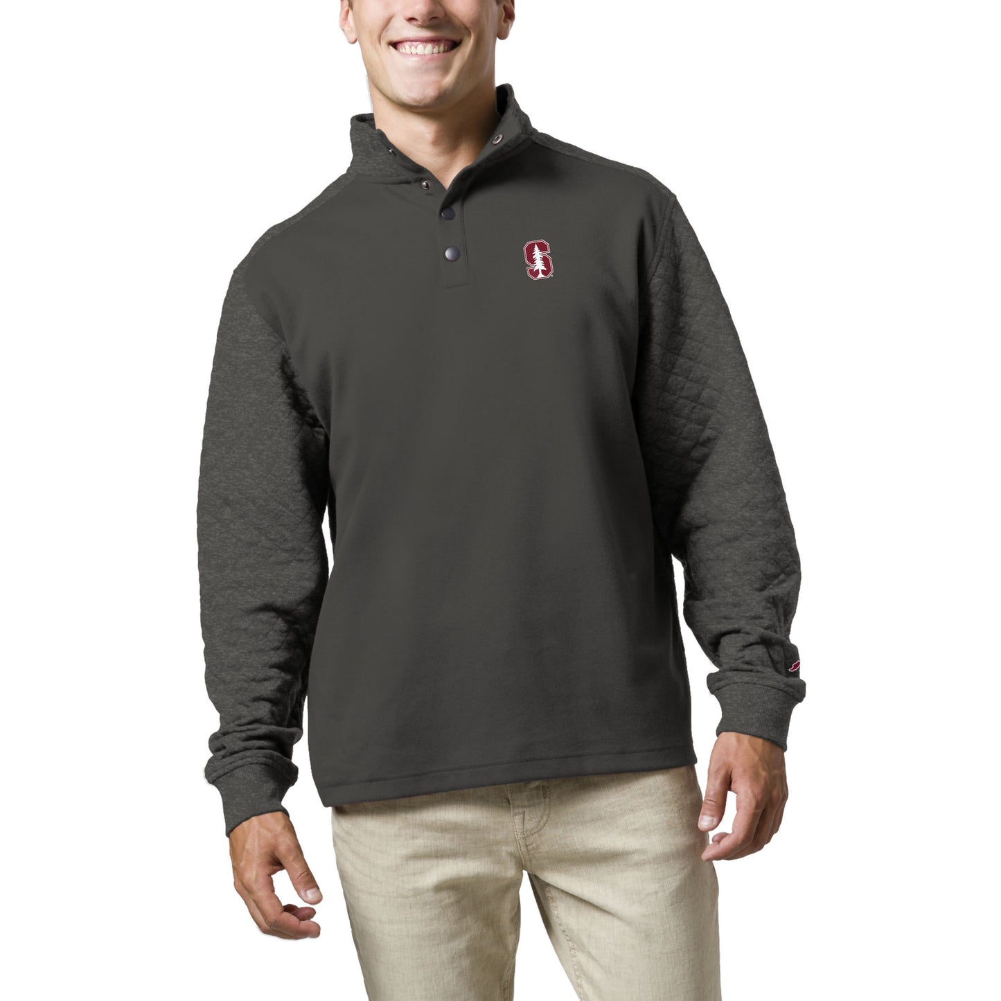 Men's League Collegiate Wear Charcoal Stanford Cardinal Fleece Quarter Snap Up Pullover Sweatshirt