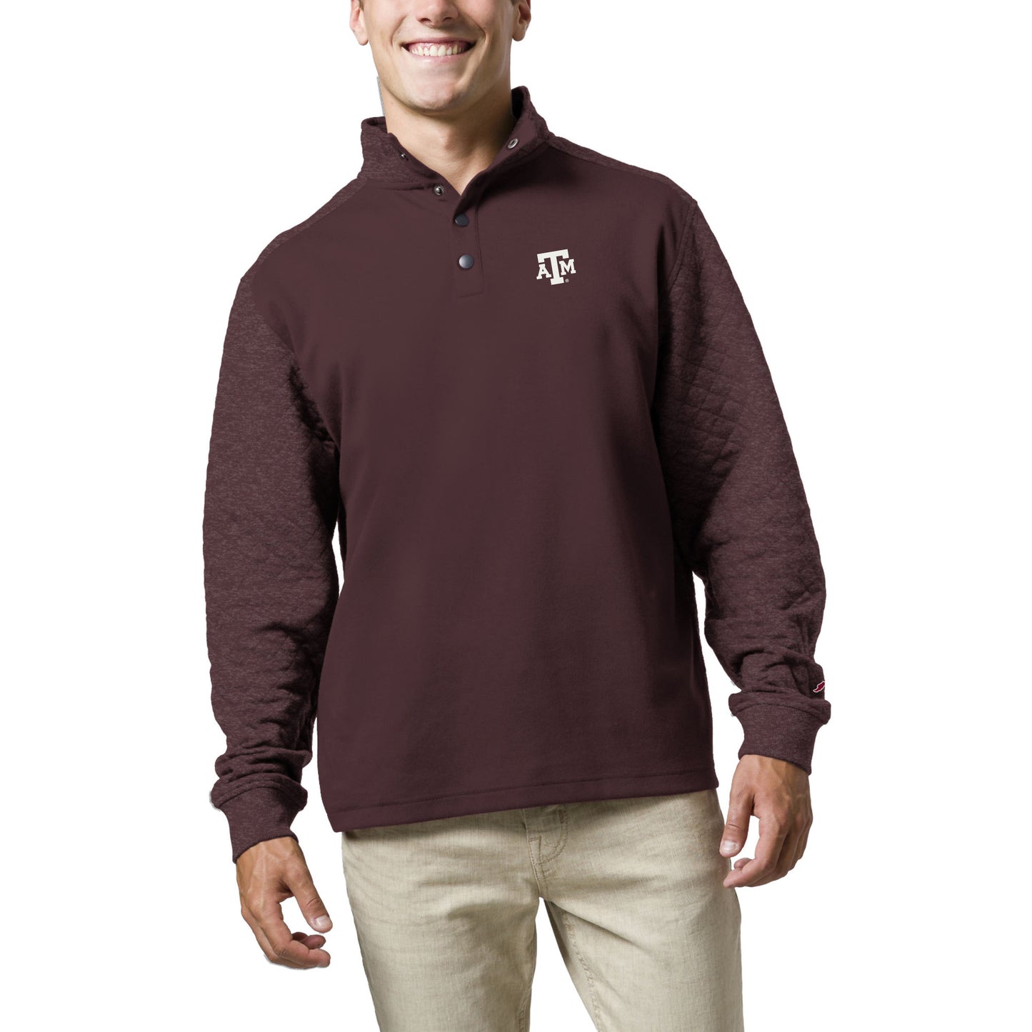 Men's League Collegiate Wear Heather Maroon Texas A&M Aggies Fleece Quarter Snap Up Pullover Sweatshirt