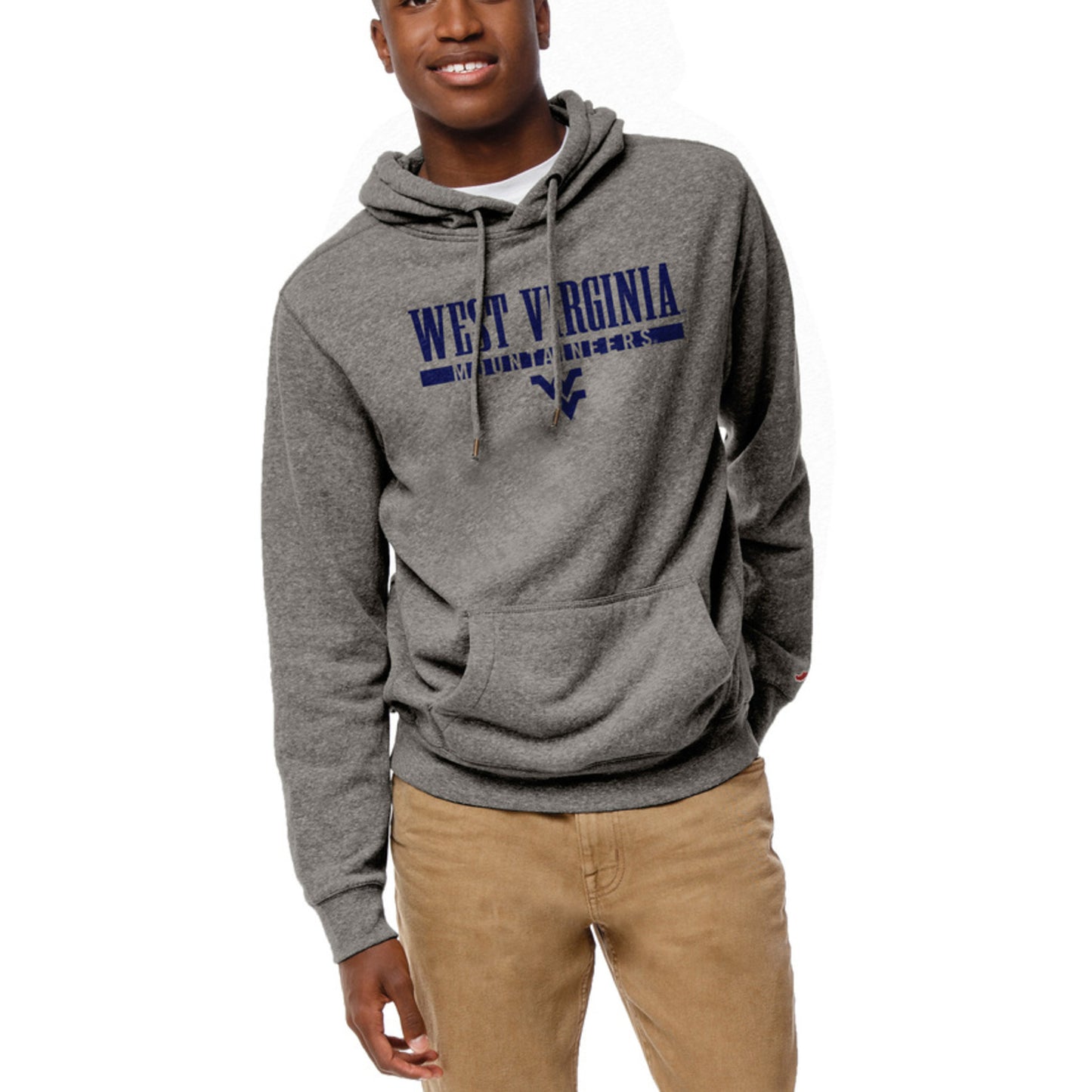 Men's League Collegiate Wear Heather Gray West Virginia Mountaineers Heritage Tri-Blend Pullover Hoodie